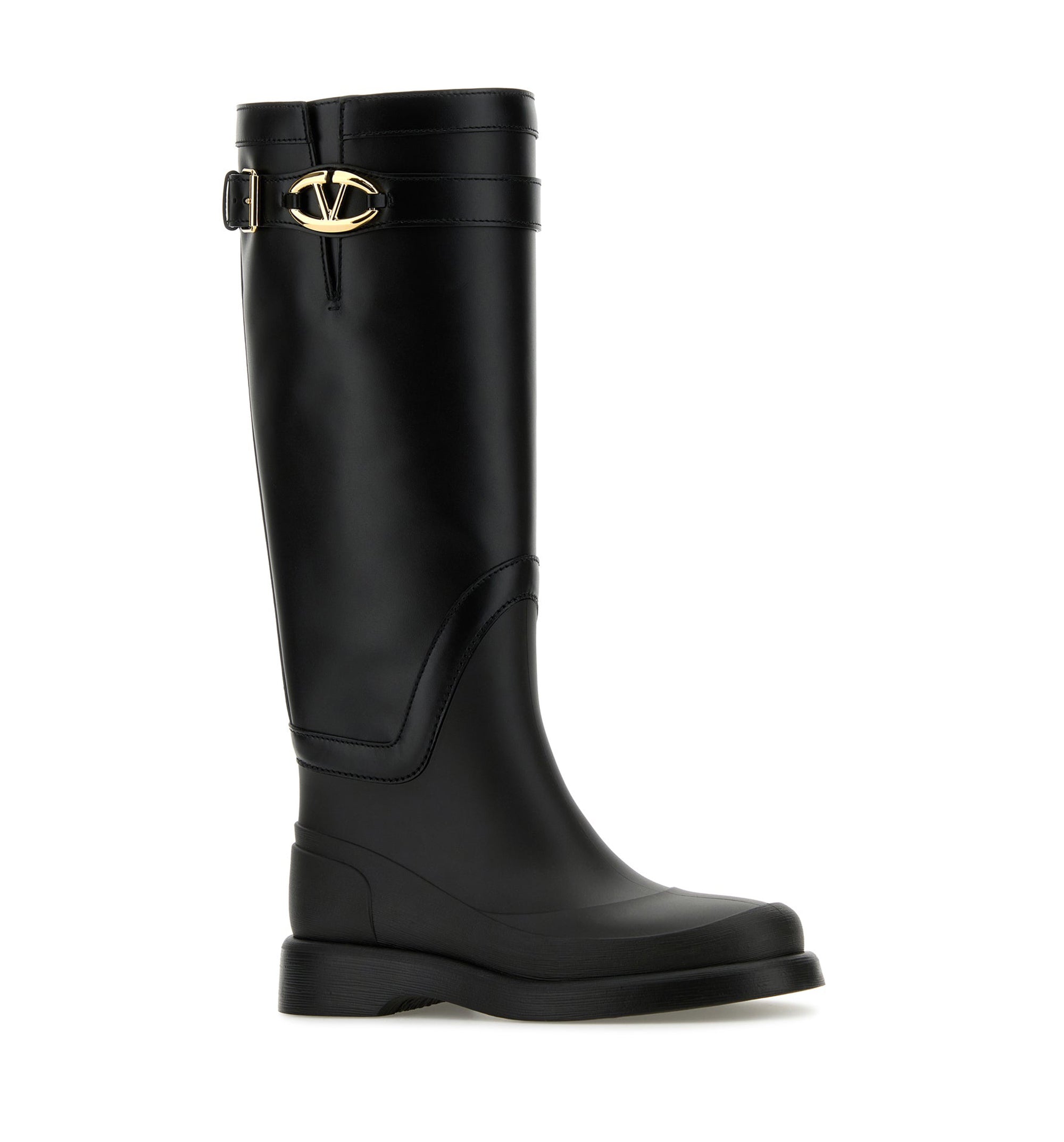 Black Leather VLogo Signature Boots