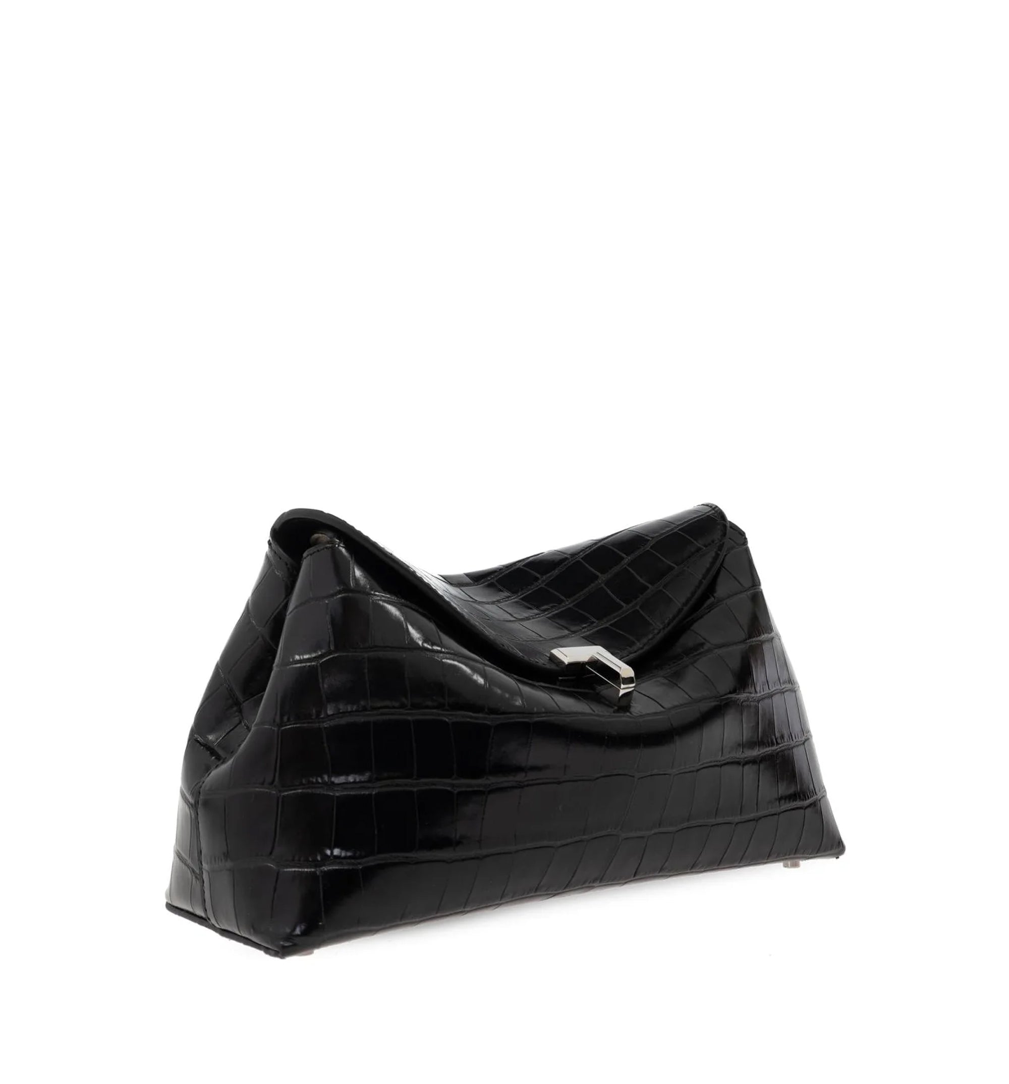 T-lock Croco-Embossed Clutch