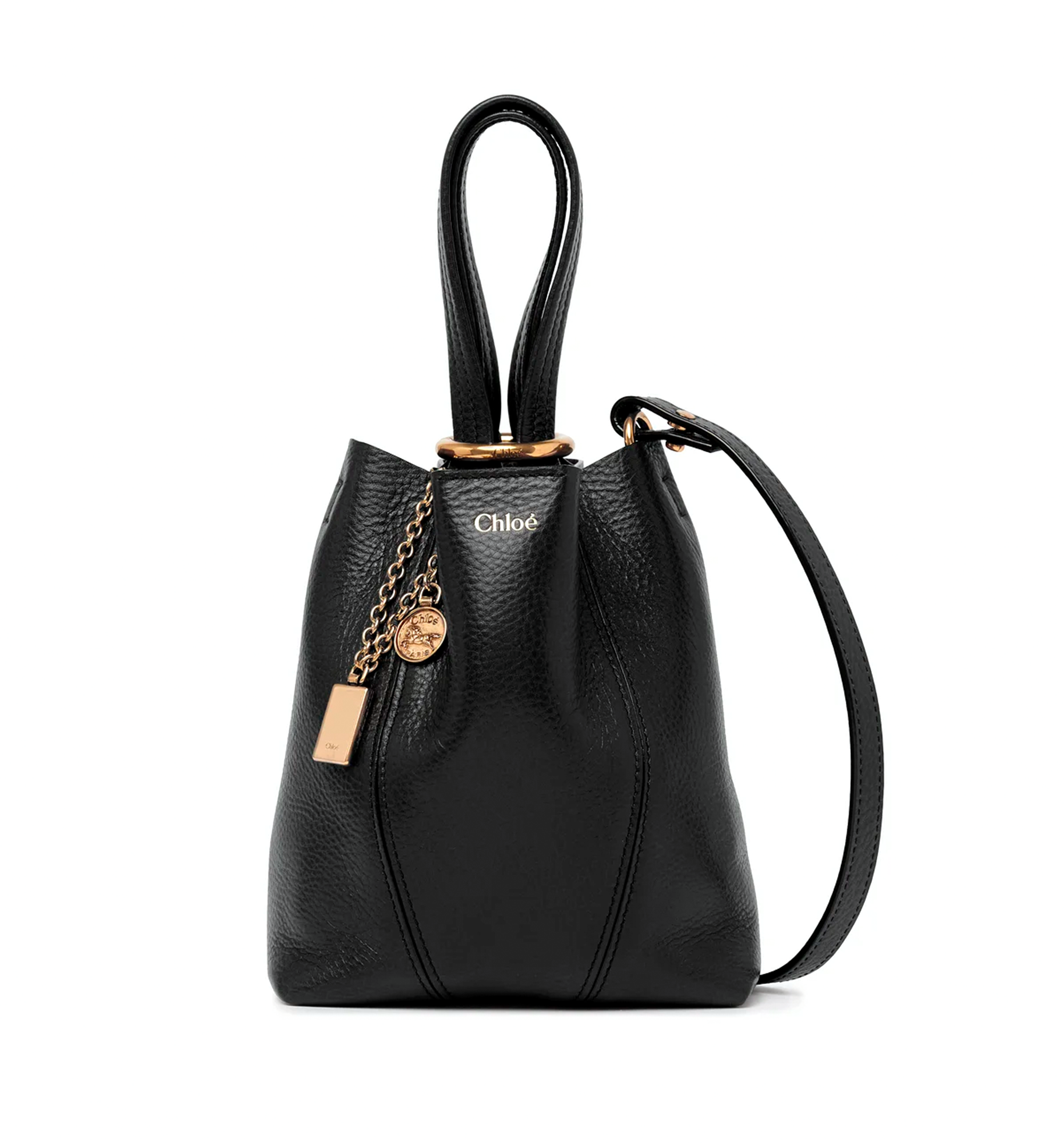 Small Chloé Spin Tote Bag in Grained Leather