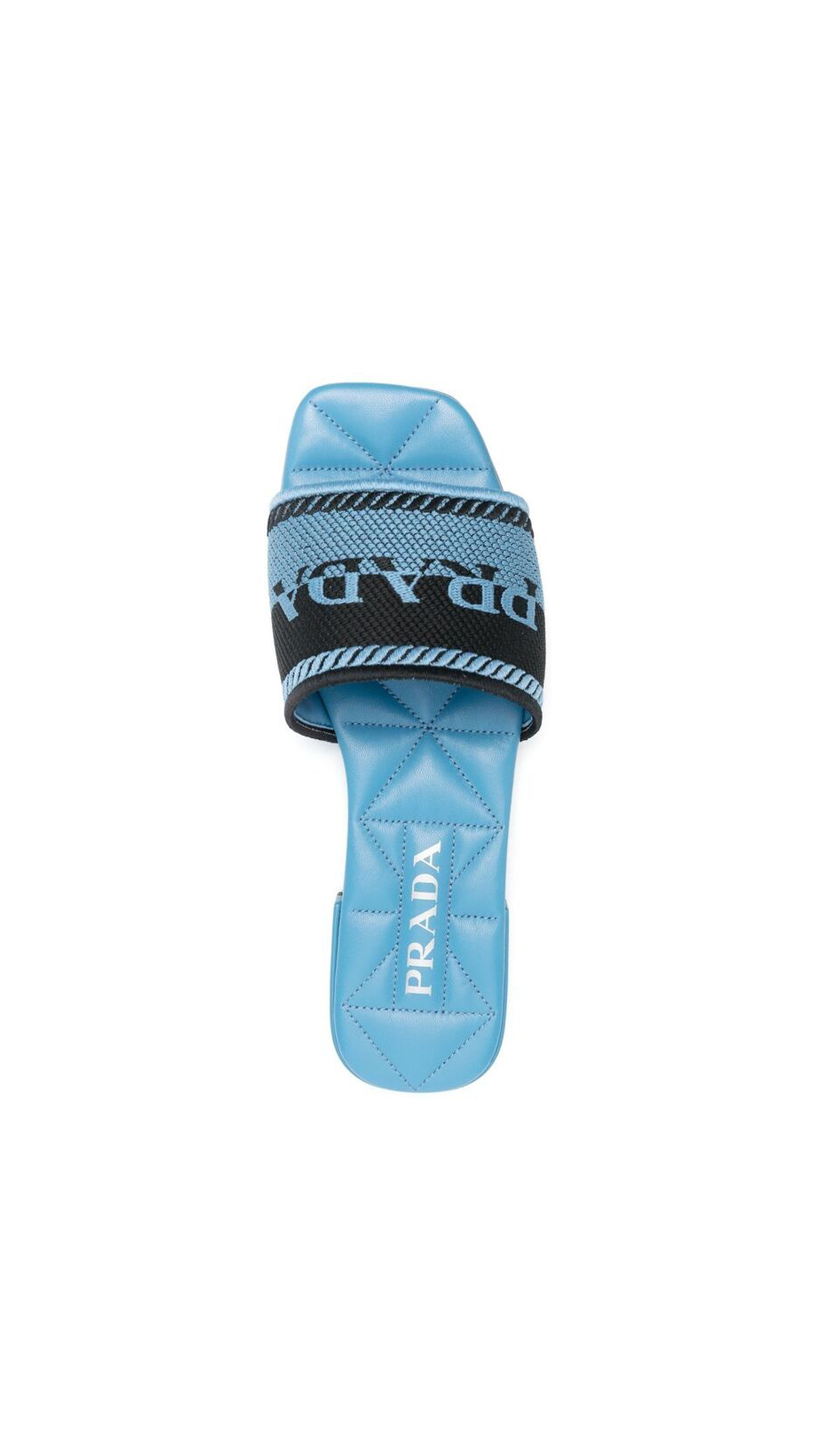 Embroidered Logo Slides - Black/Aegean Blue