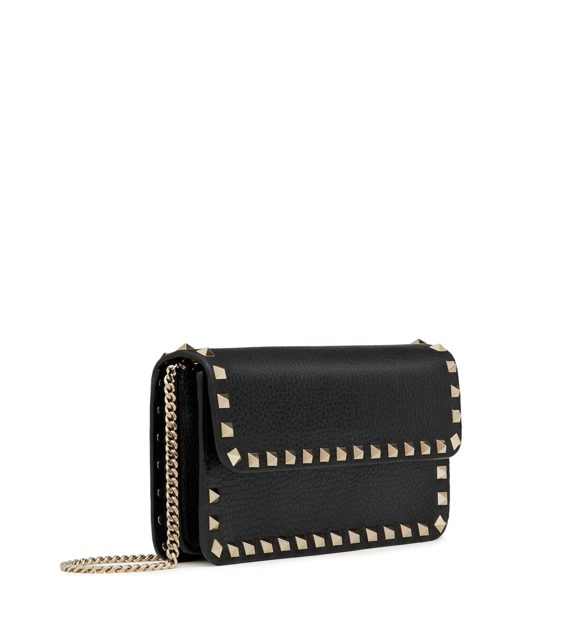 Rockstud Grainy Calfskin Chain Wallet Bag
