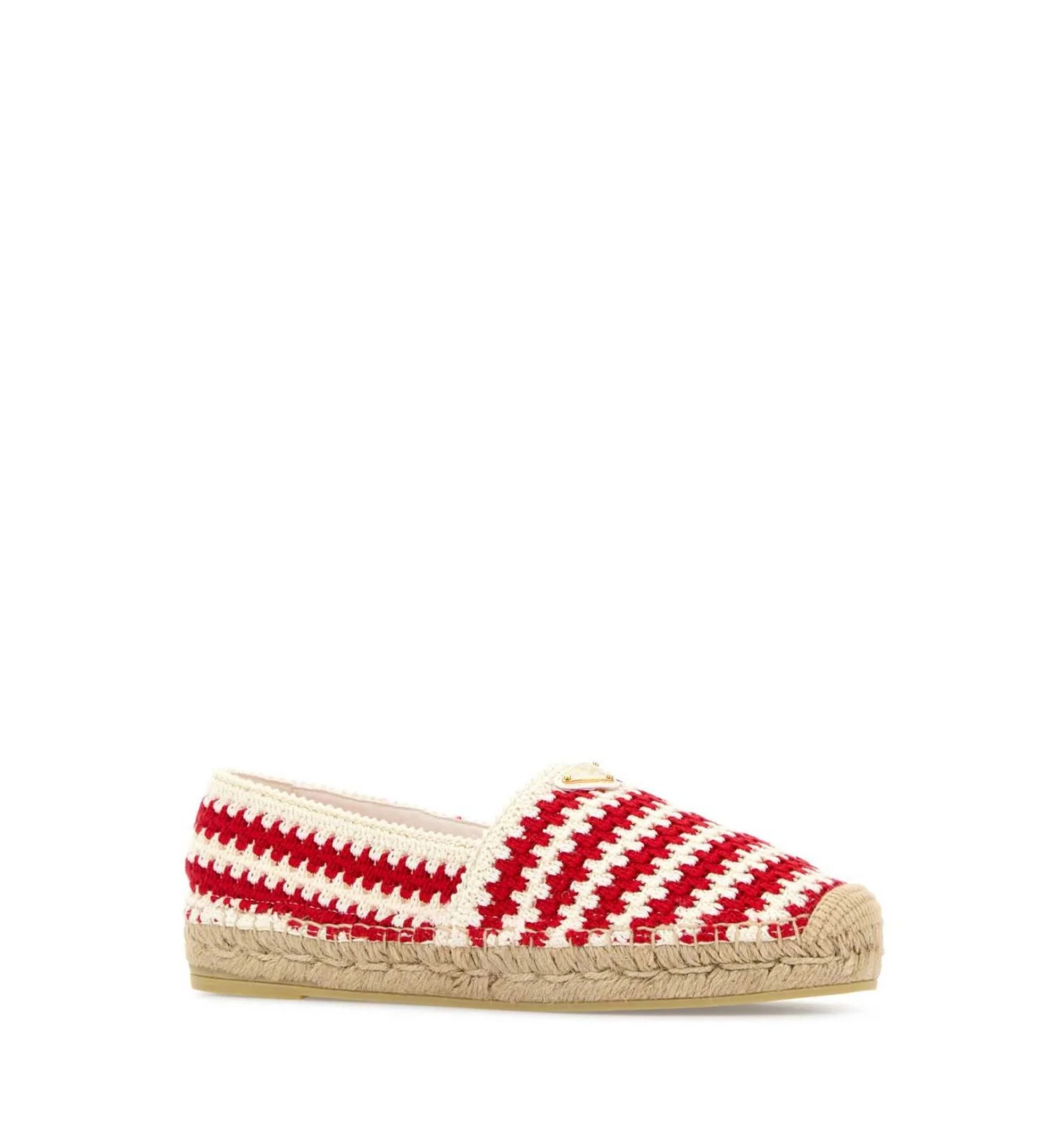 Prada Triangle-Logo Crochet Espadrilles