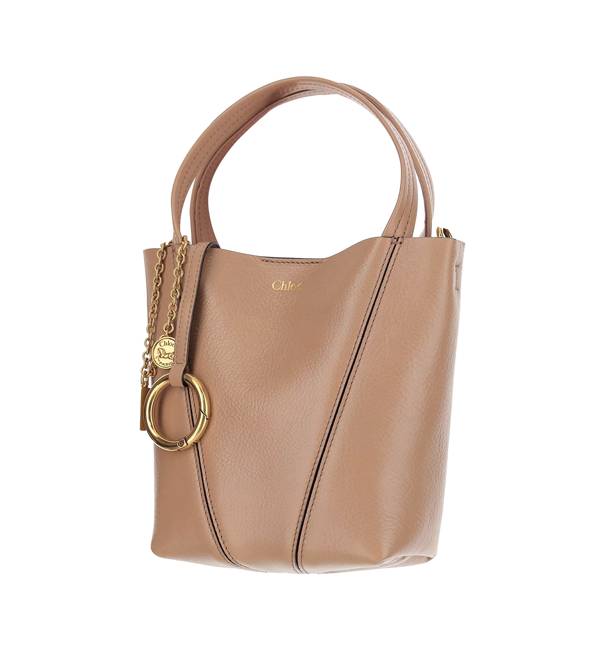 Small Chloé Spin Tote Bag In Grained Leather