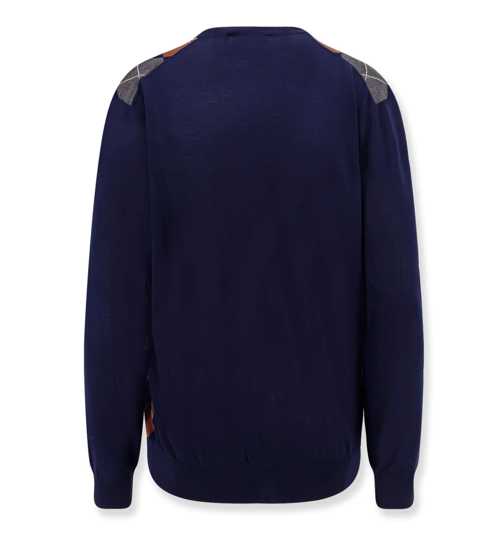 V-Necked Wool Sweater Argyle Intarsia