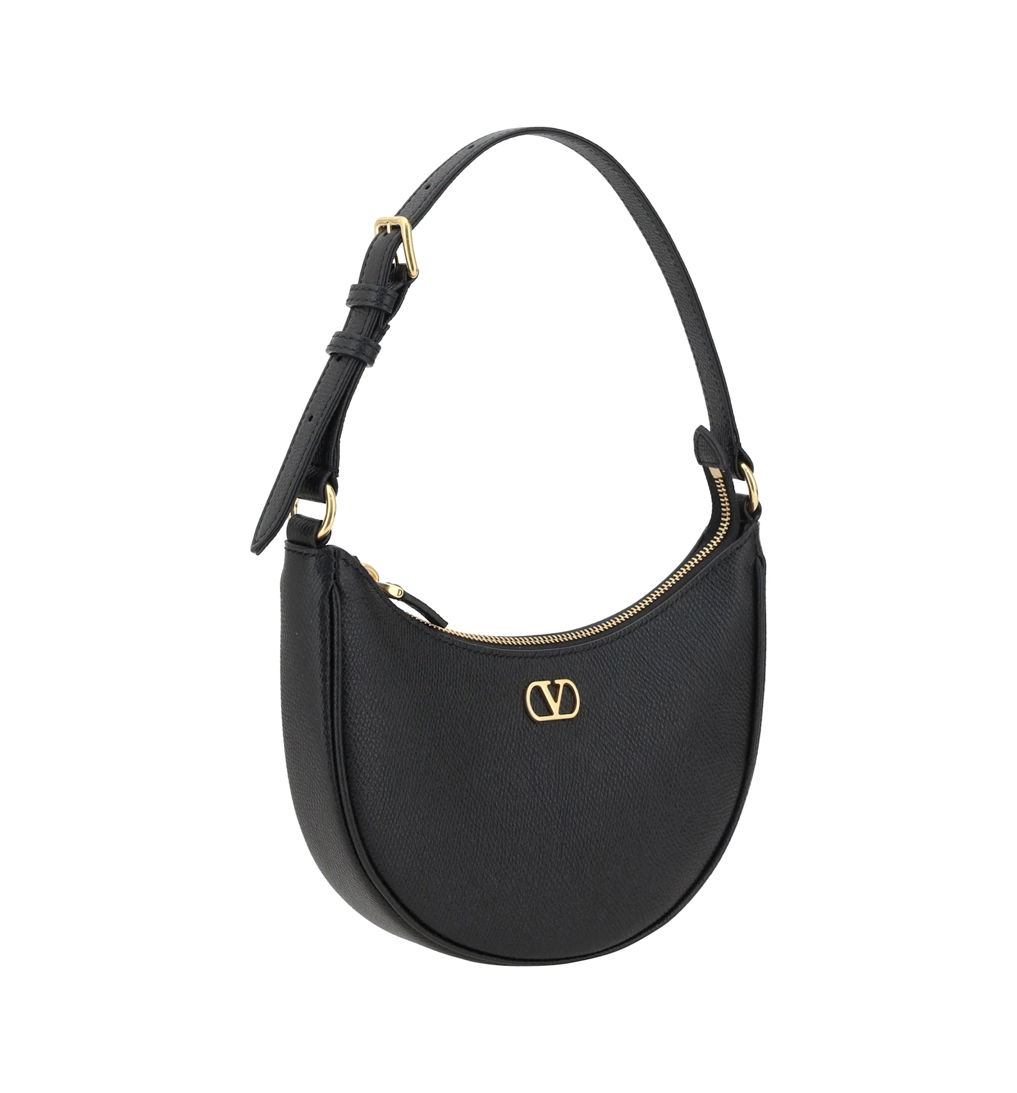 VLogo Signature Mini Hobo Bag In Grainy Calfskin