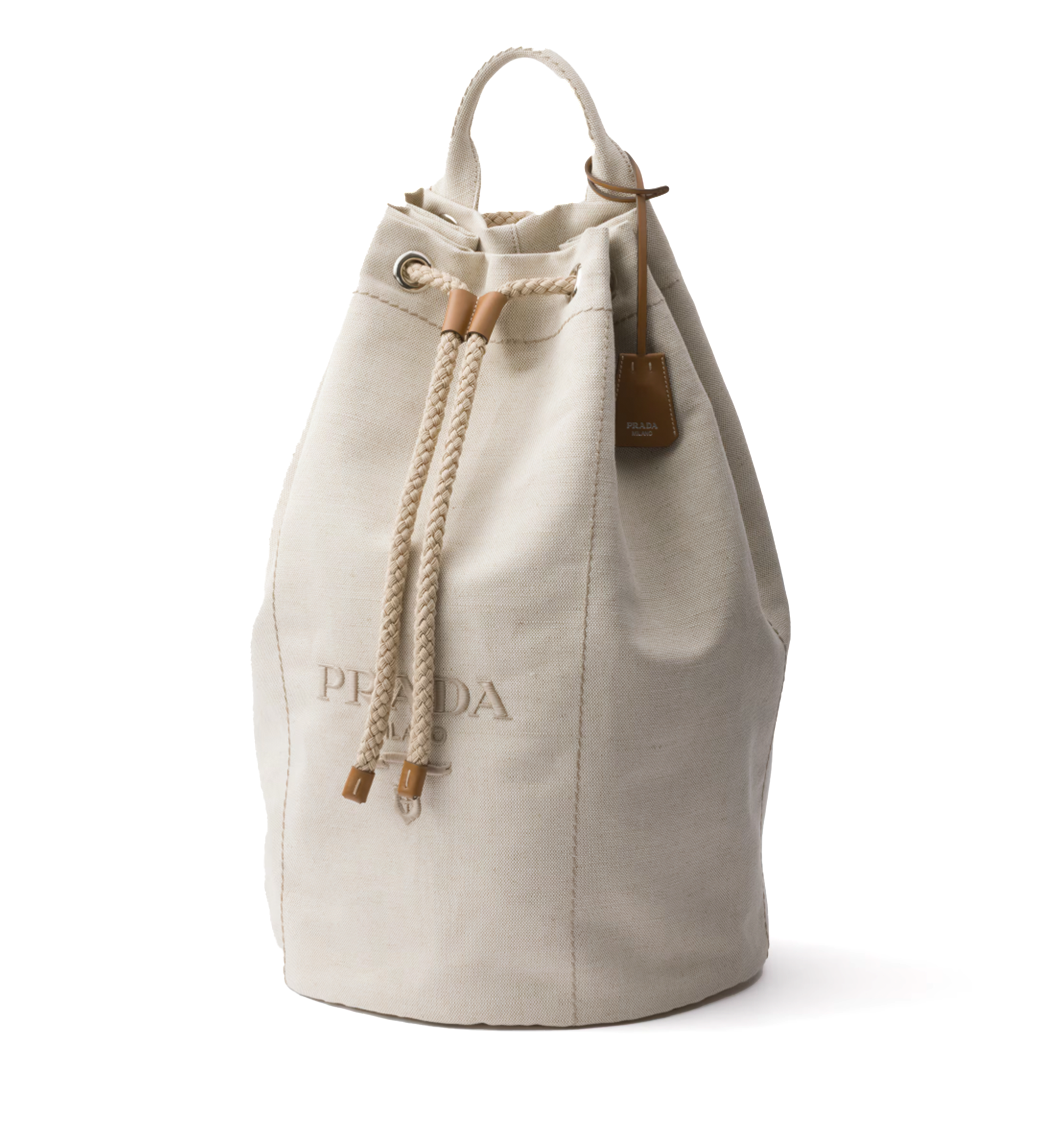Linen Blend Drawstring Duffel Bag