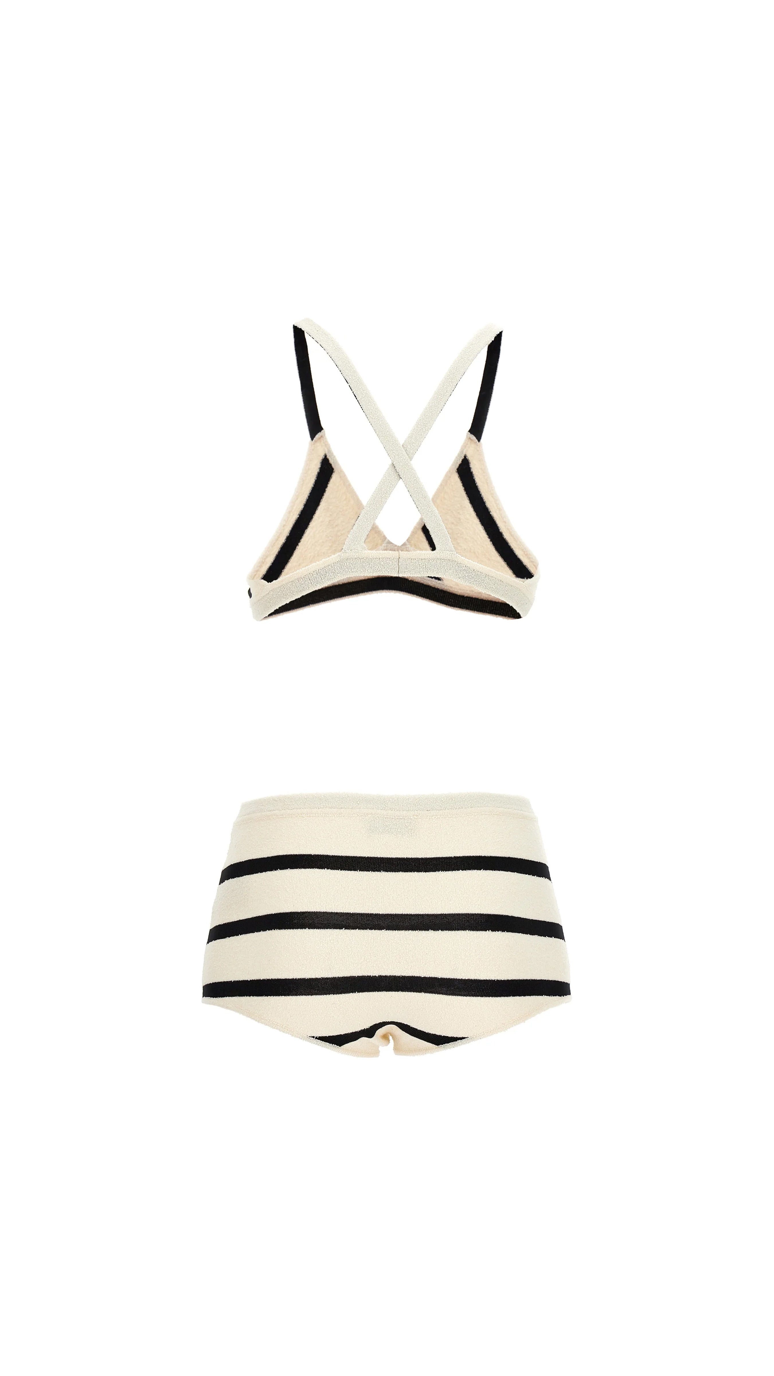 Bouclé Striped Bikini Beachwear - Black/White