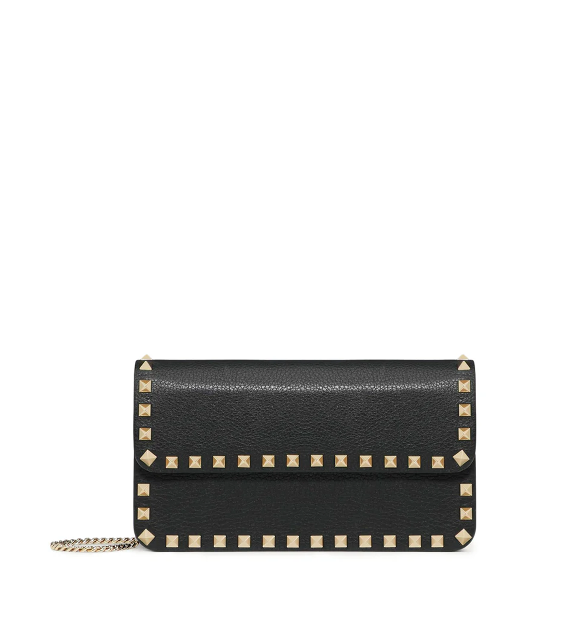 Rockstud Grainy Calfskin Chain Wallet Bag