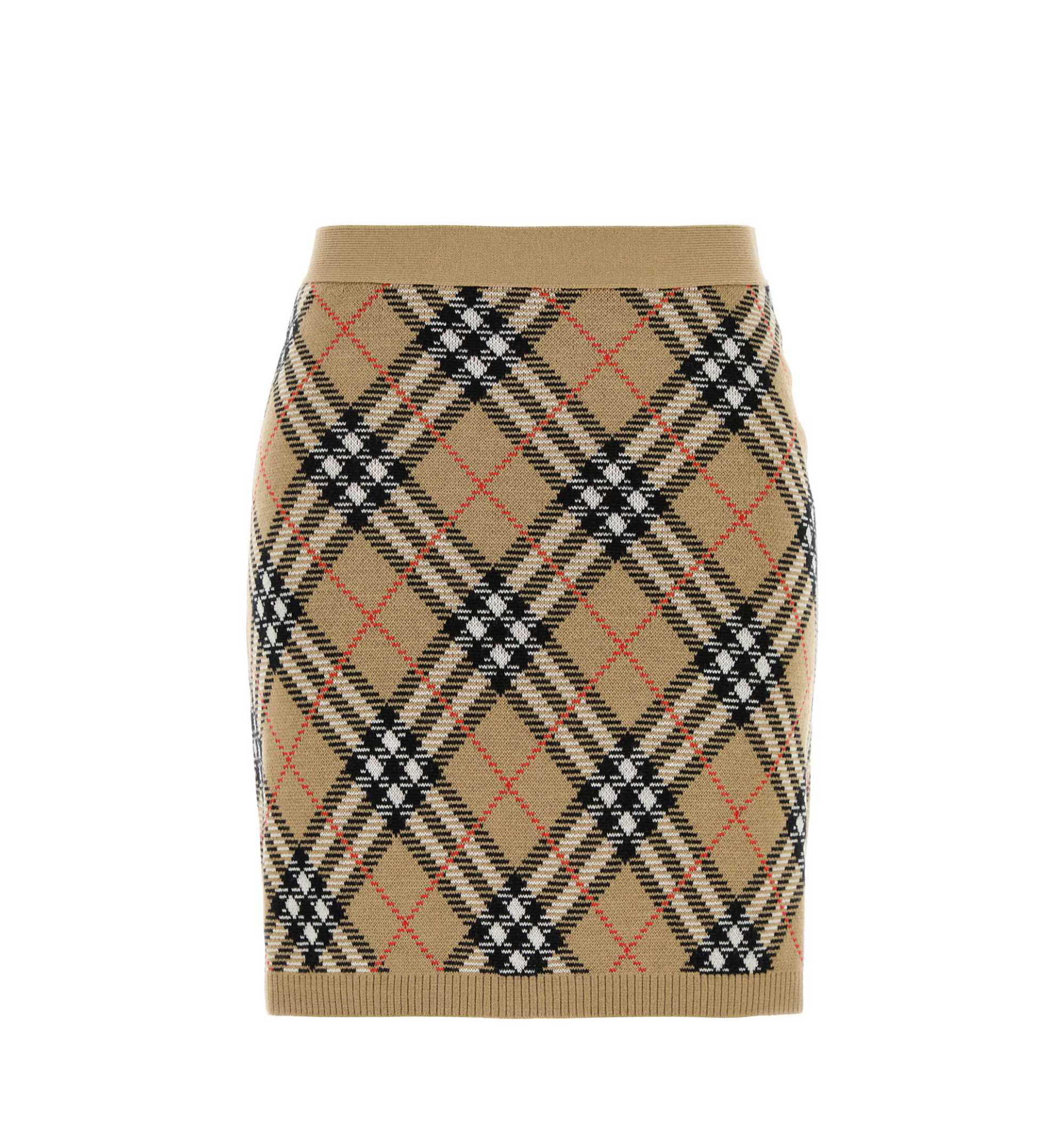 Check Wool Blend Skirt