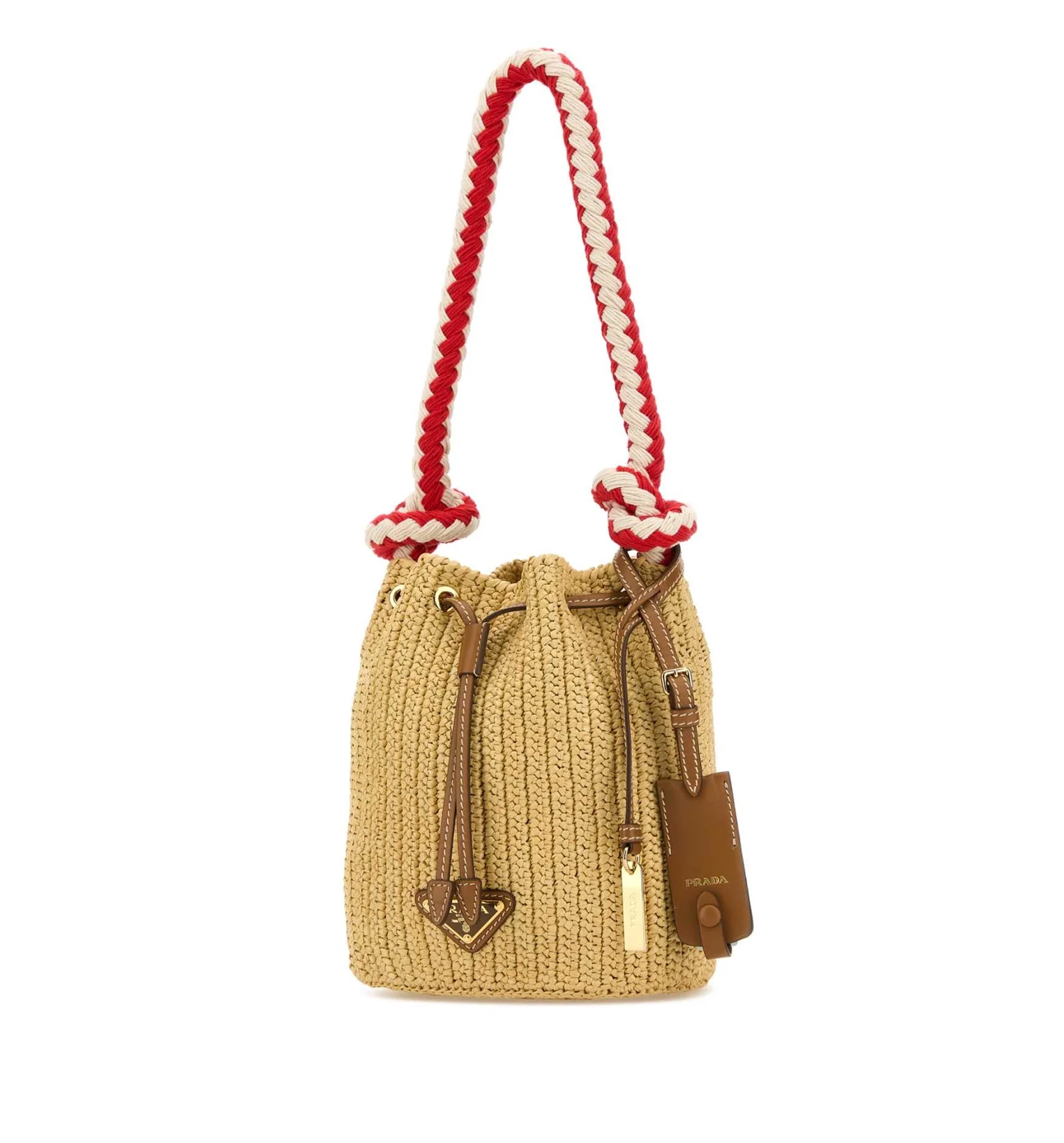 Prada Woven Drawstring Bucket Bag