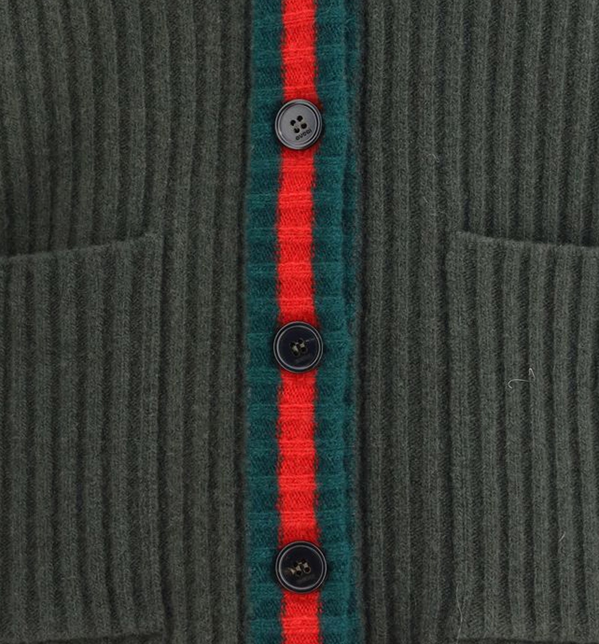 Rib Felted Wool Cardigan Vest With Web