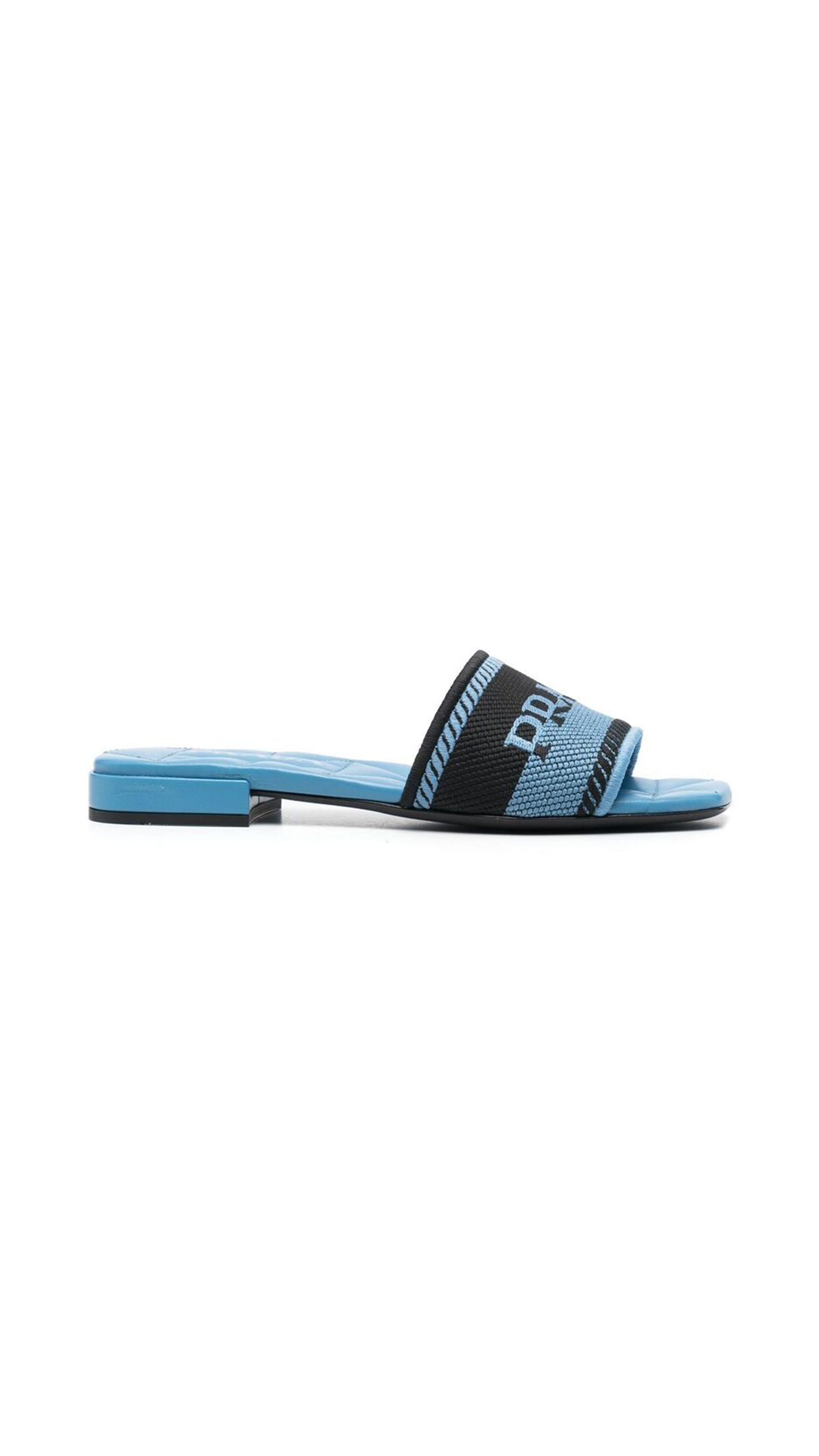 Embroidered Logo Slides - Black/Aegean Blue