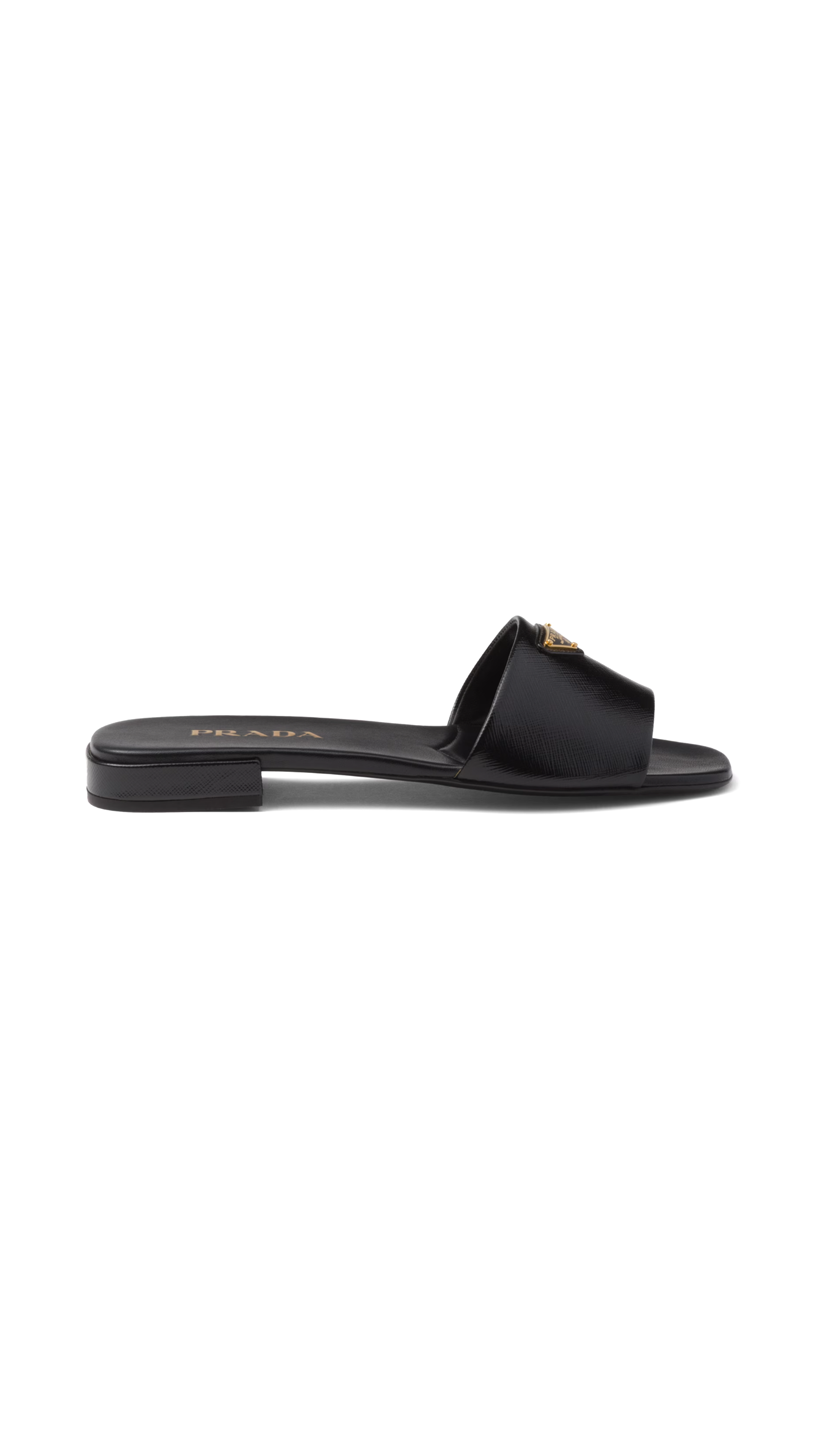 Saffiano Patent Leather Slides - Black