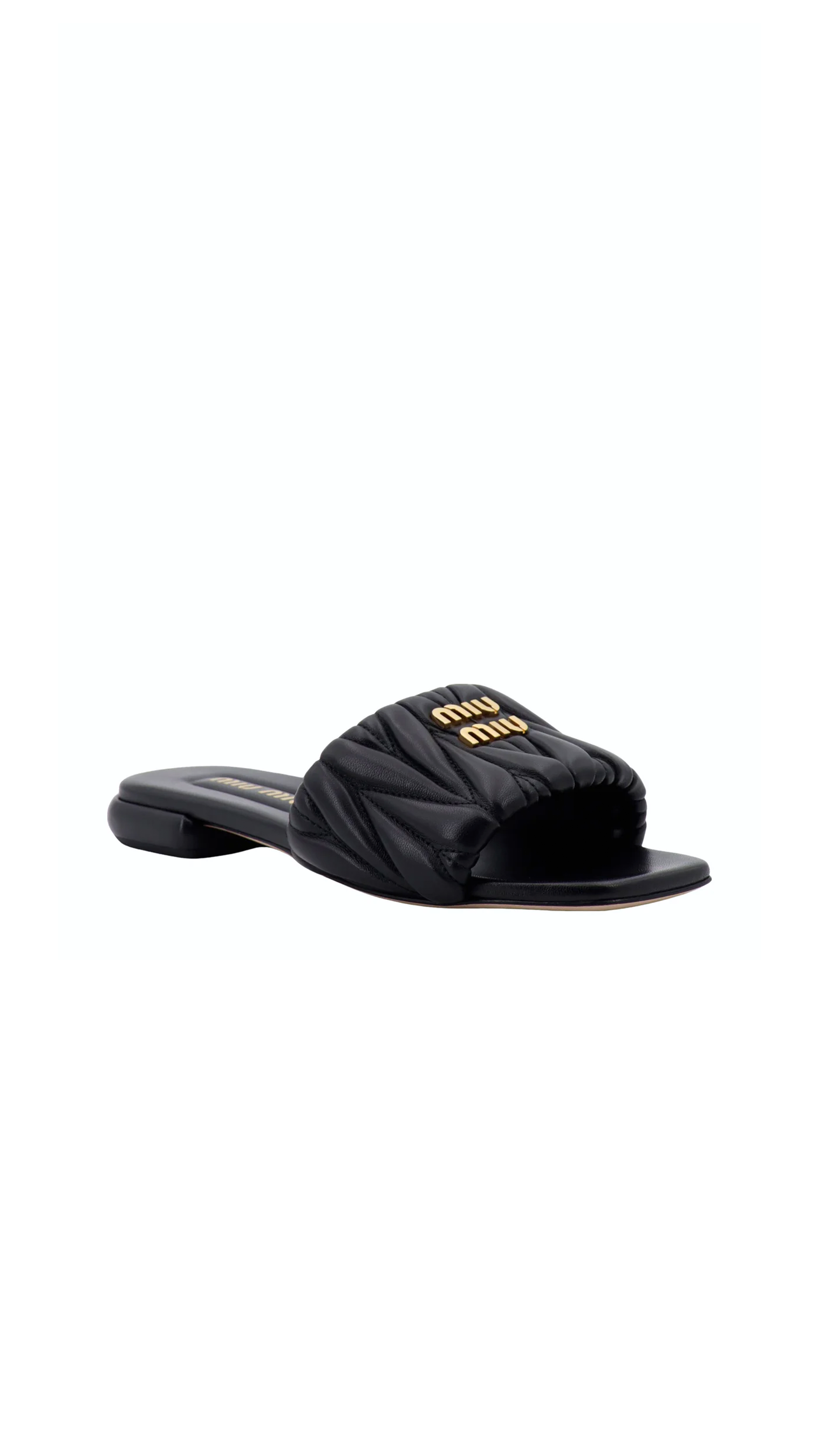 Matelassé Nappa Leather Slides - Black