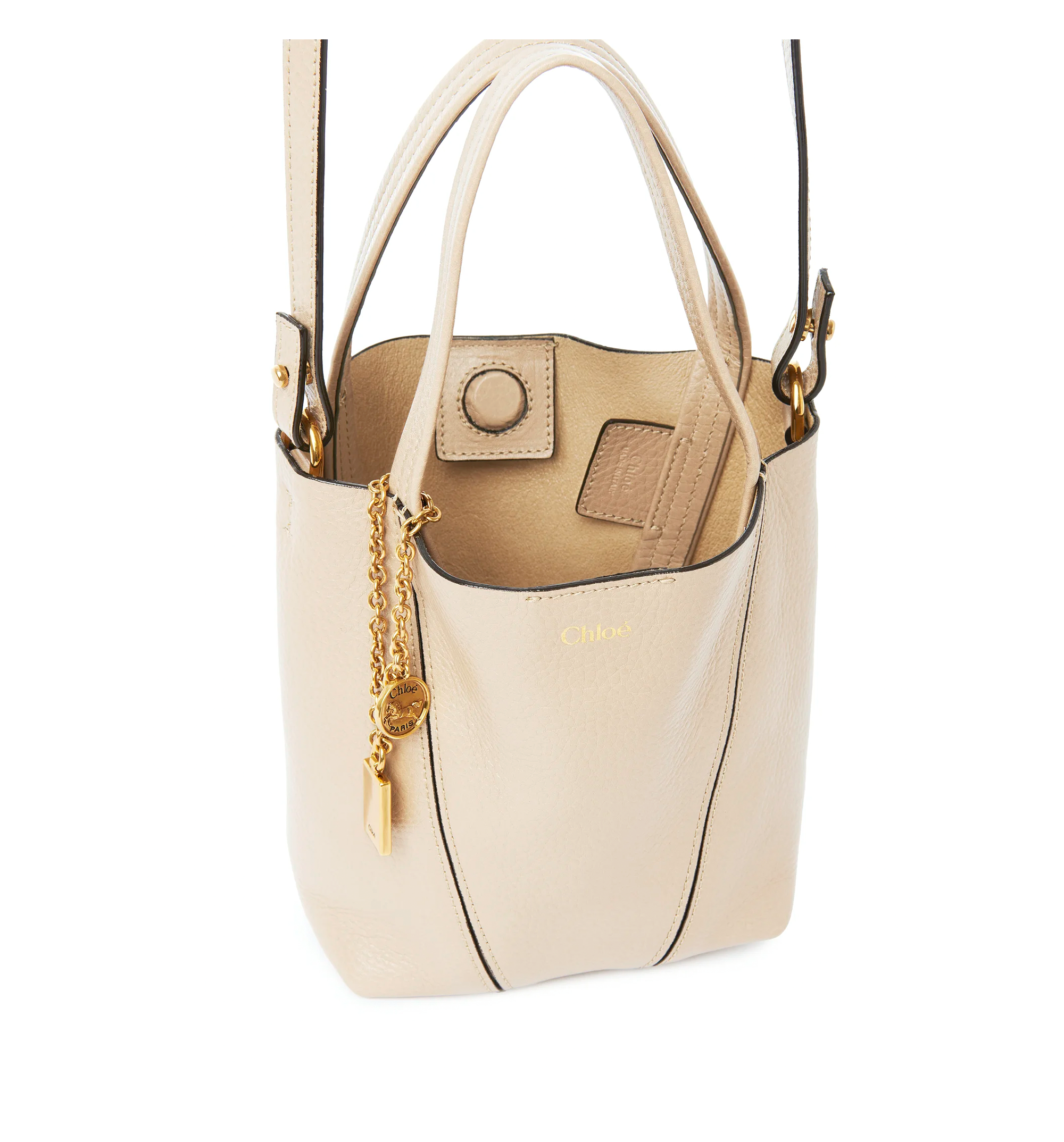 Small Chloé Spin Tote Bag in Grained Leather