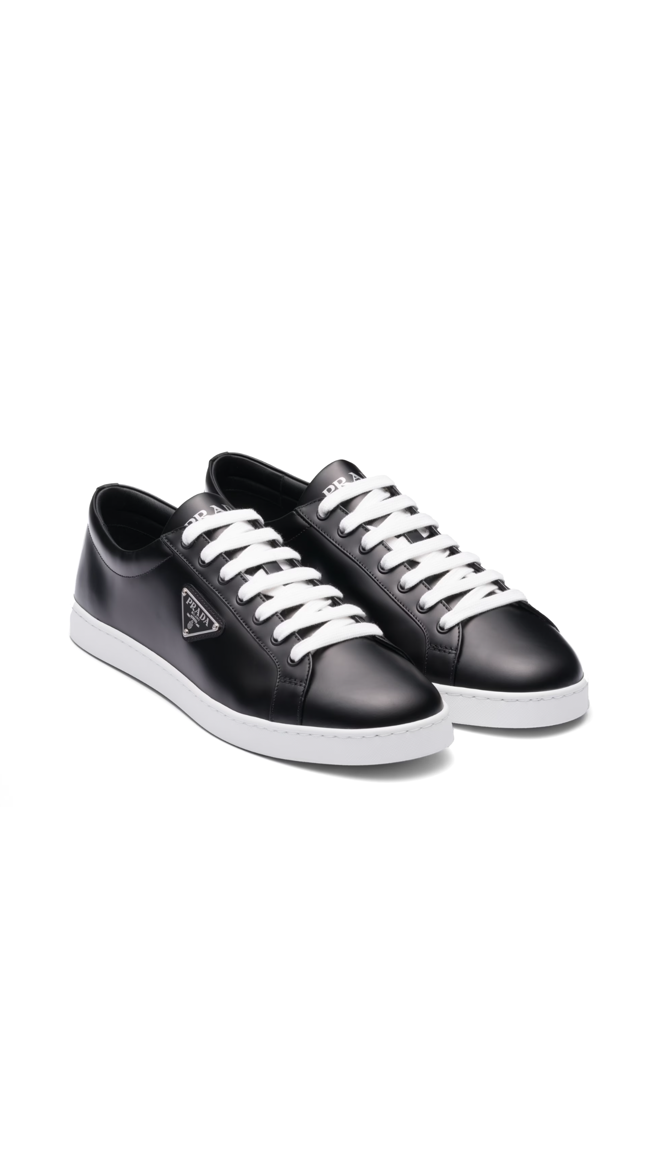 Brushed Leather Sneakers - Black/White