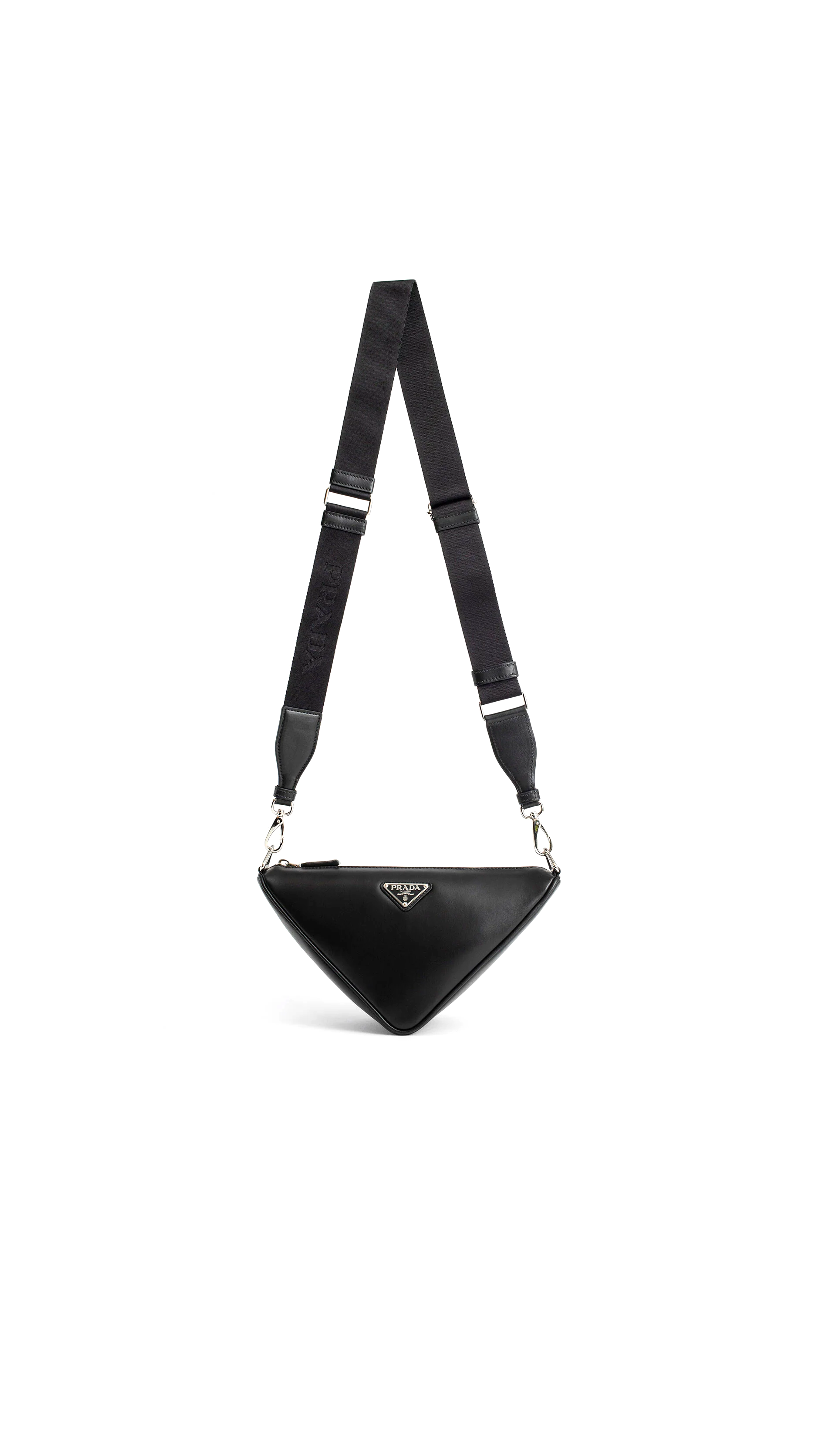 Triangle Leather Shoulder Bag - Black