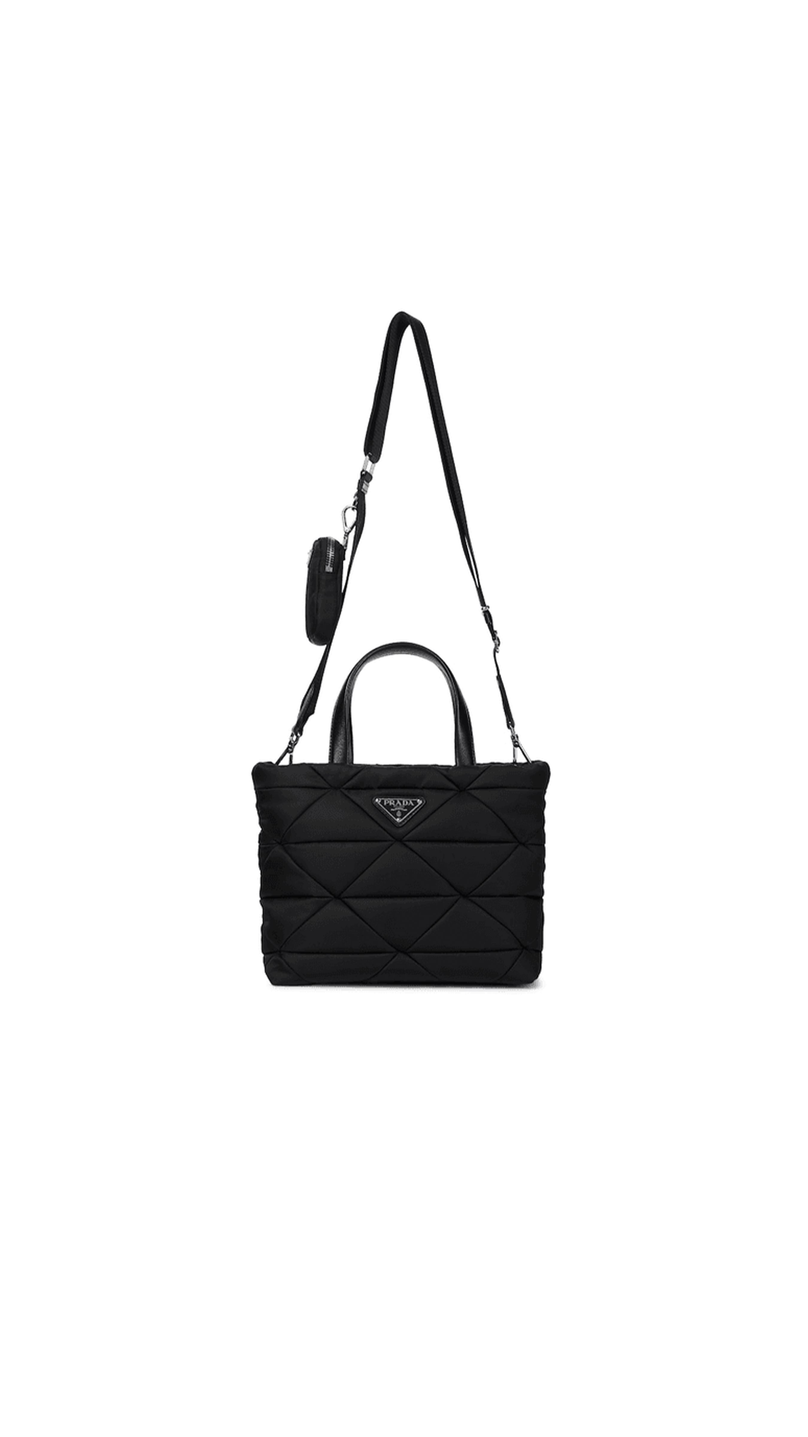 Re-Nylon Padded Tote Bag - Black