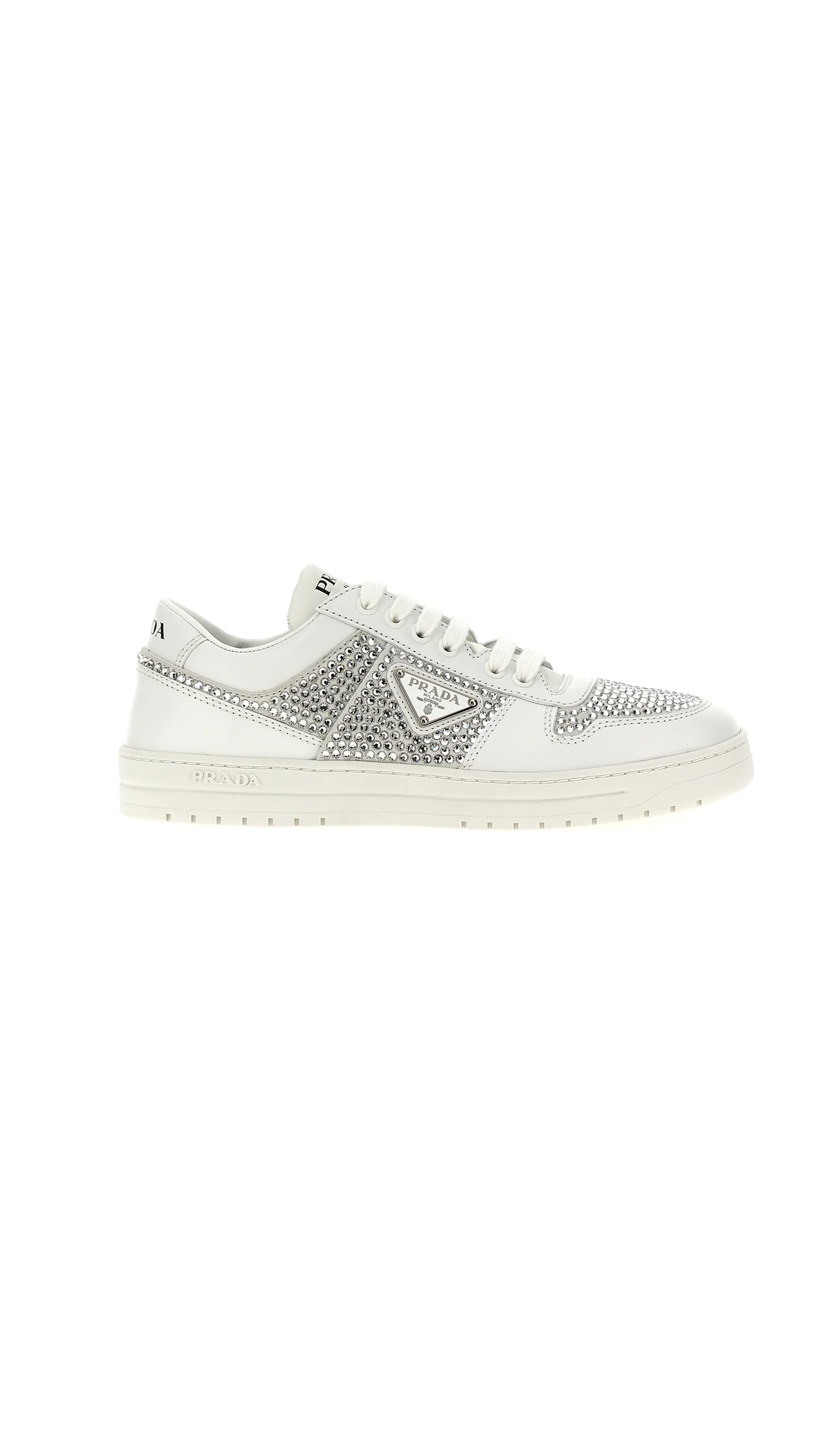 Leather Crystals Sneakers - White