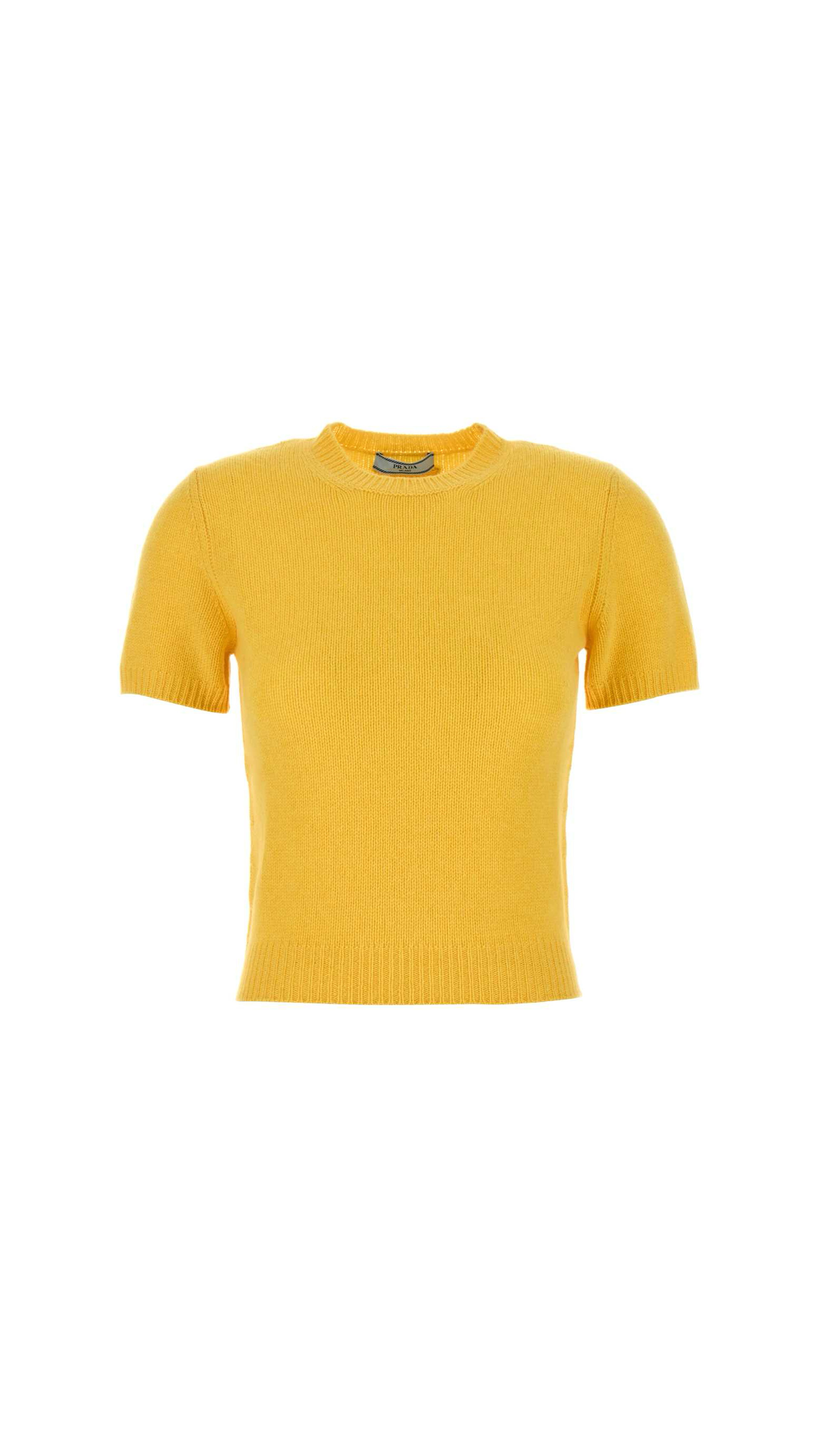 Short-sleeved Cashmere Sweater - Yellow