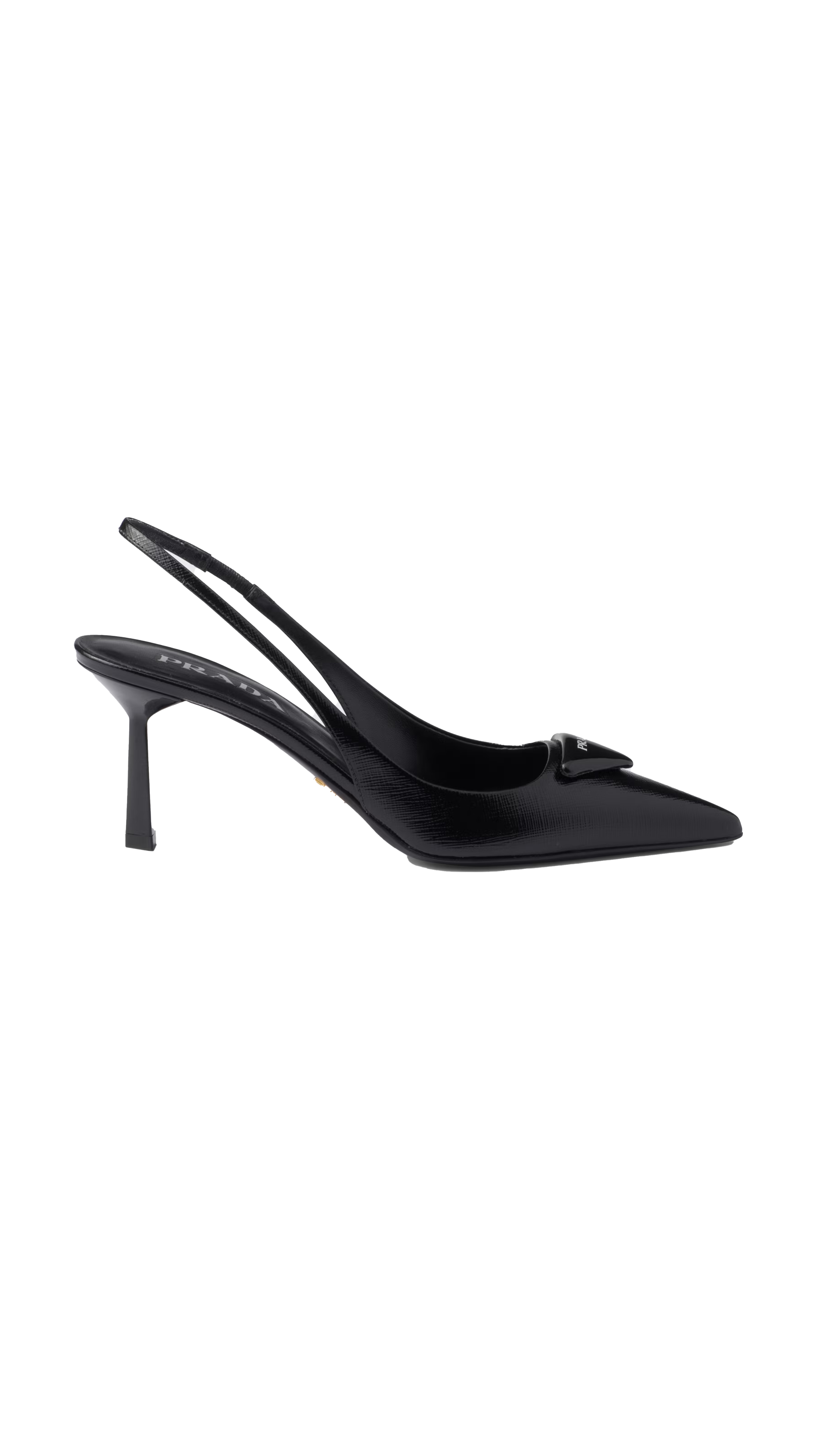 Saffiano Patent Leather Slingback Pumps - Black