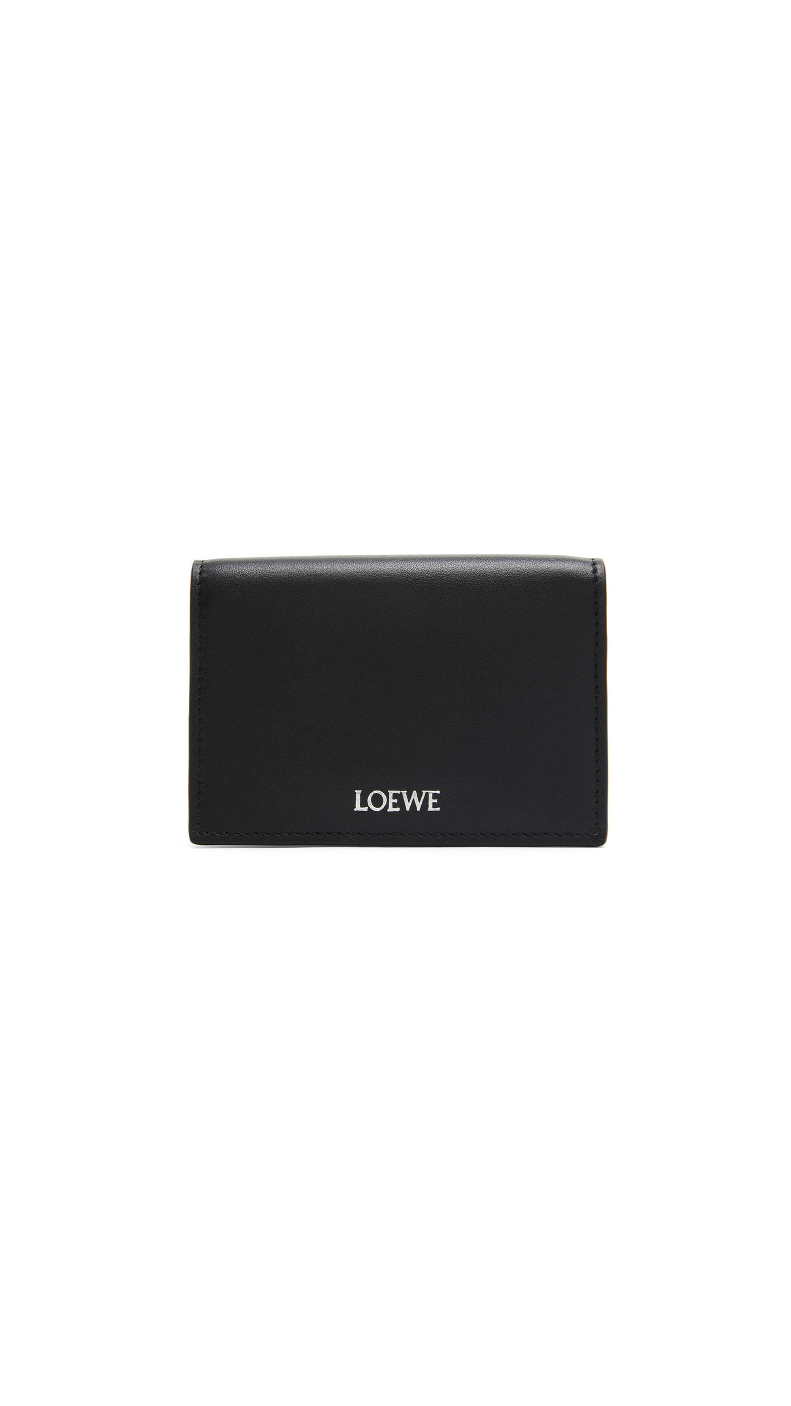 Slim Bifold Cardholder In Shiny Nappa Calfskin - Black/Dark Khaki