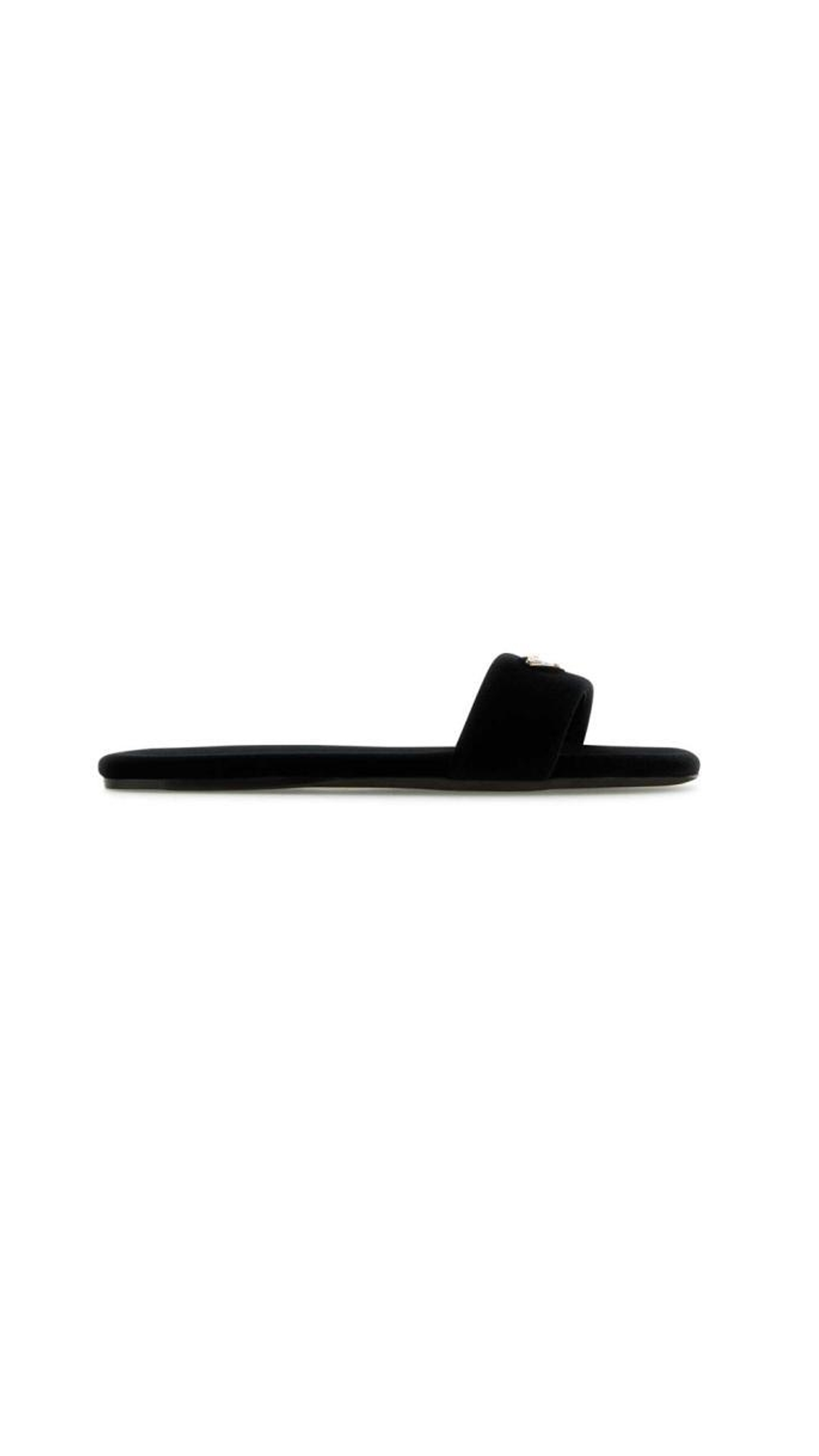 Velvet Slide Slippers - Black