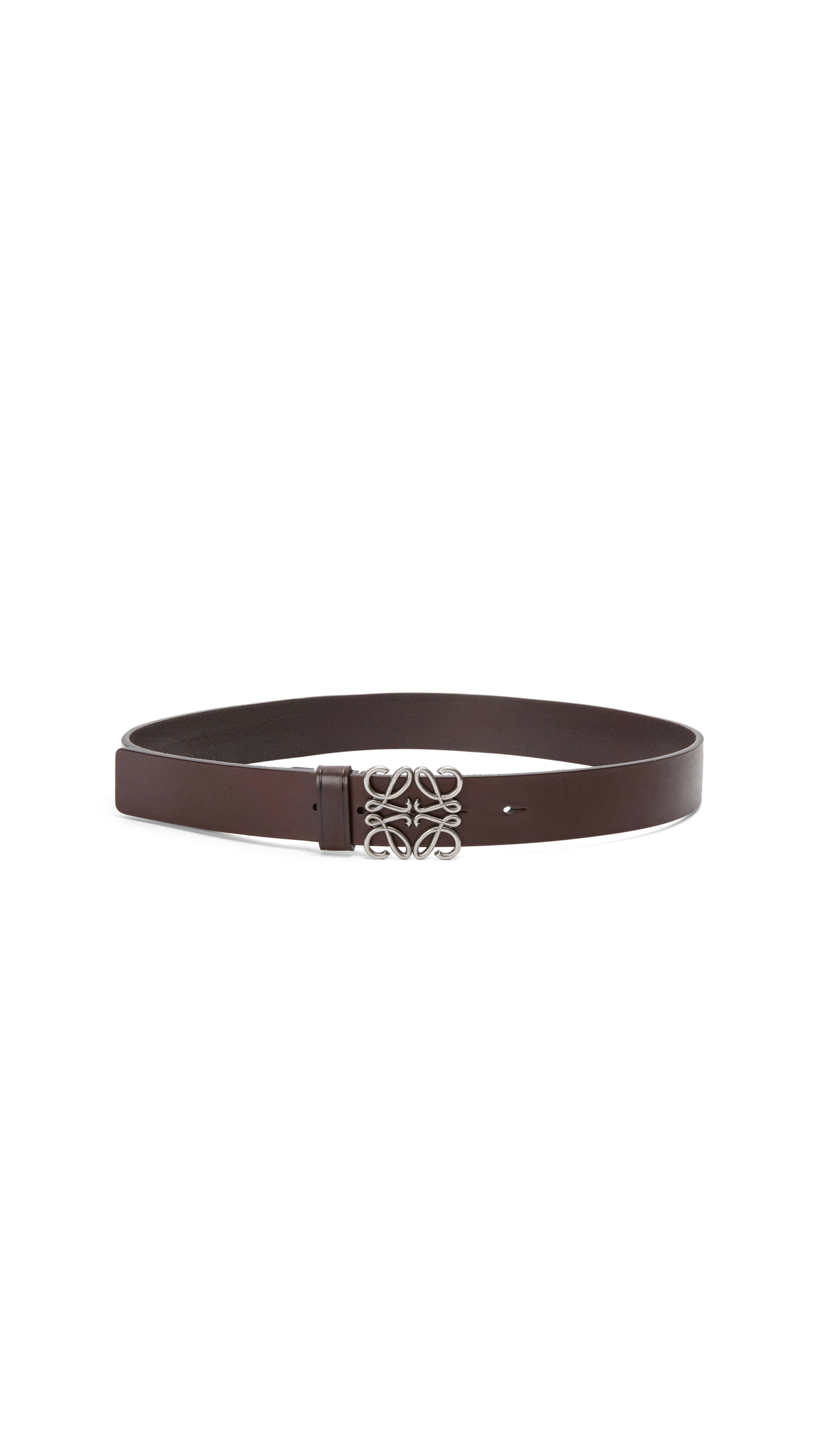 Chunky Anagram Belt In Calfskin - Dark Cigar/Vintage Palladium