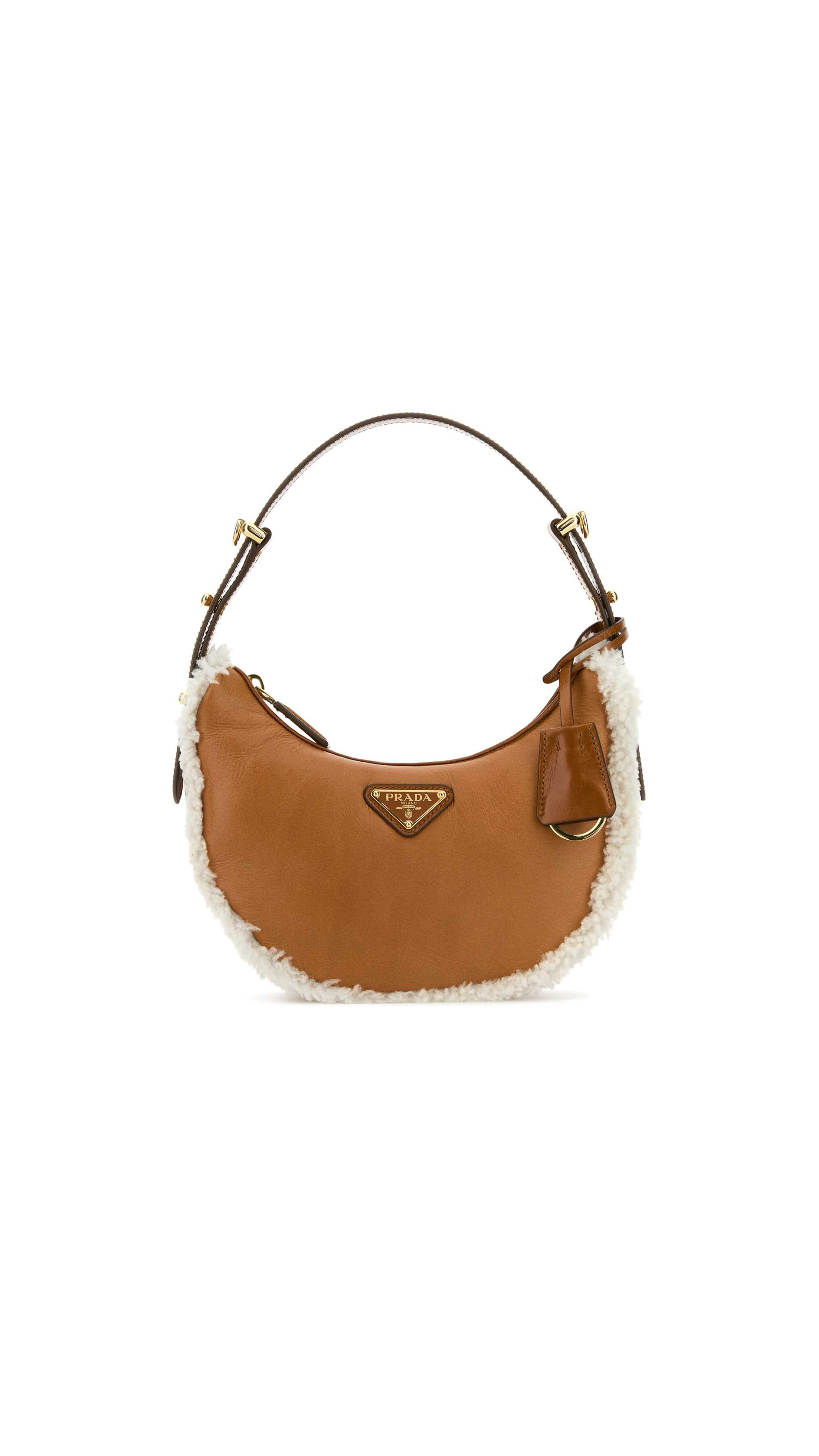 Arqué Small Shearling Shoulder Bag - Cognac/Natural