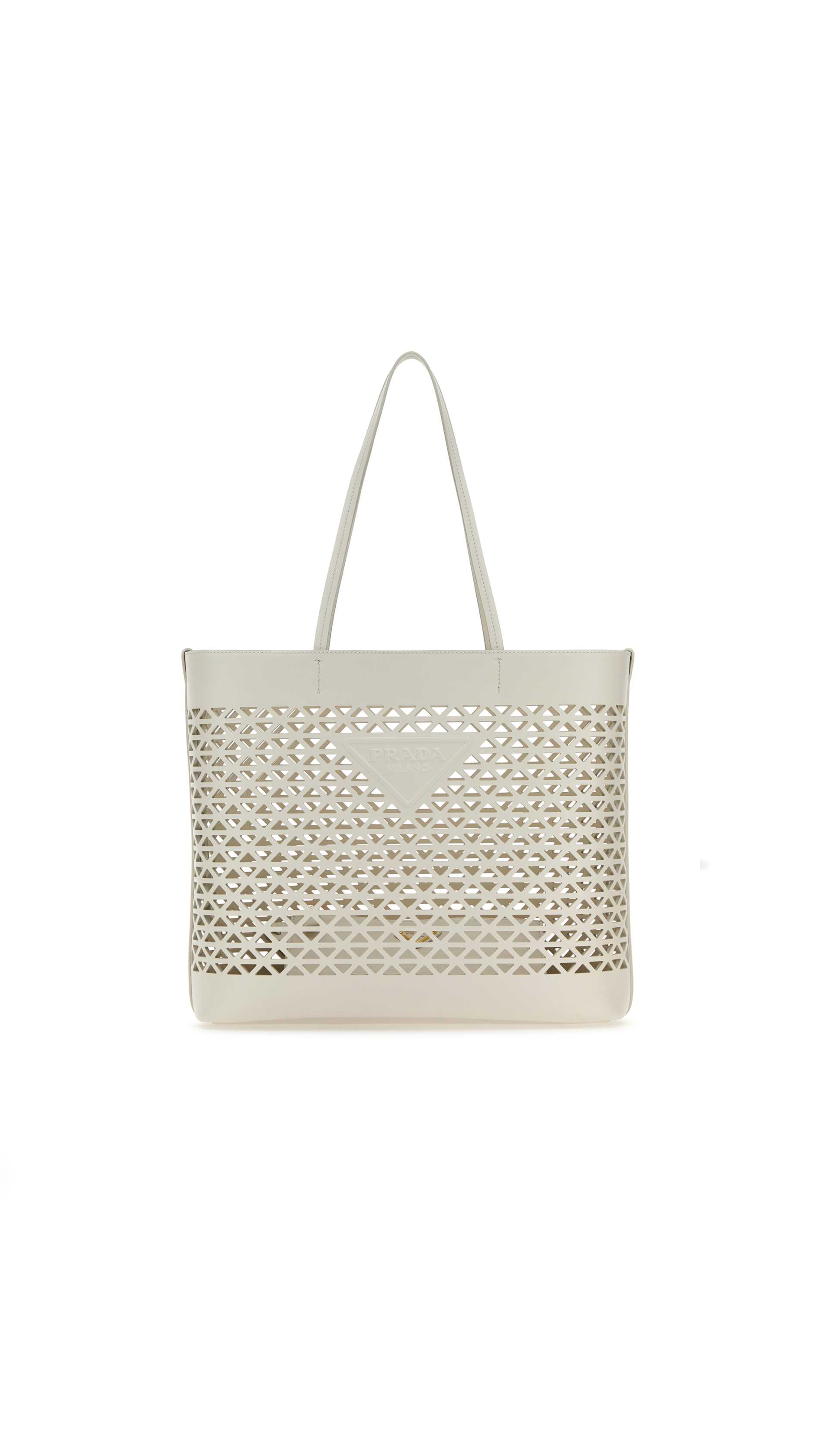 Large Cut-Out Symbole Leather Tote - White