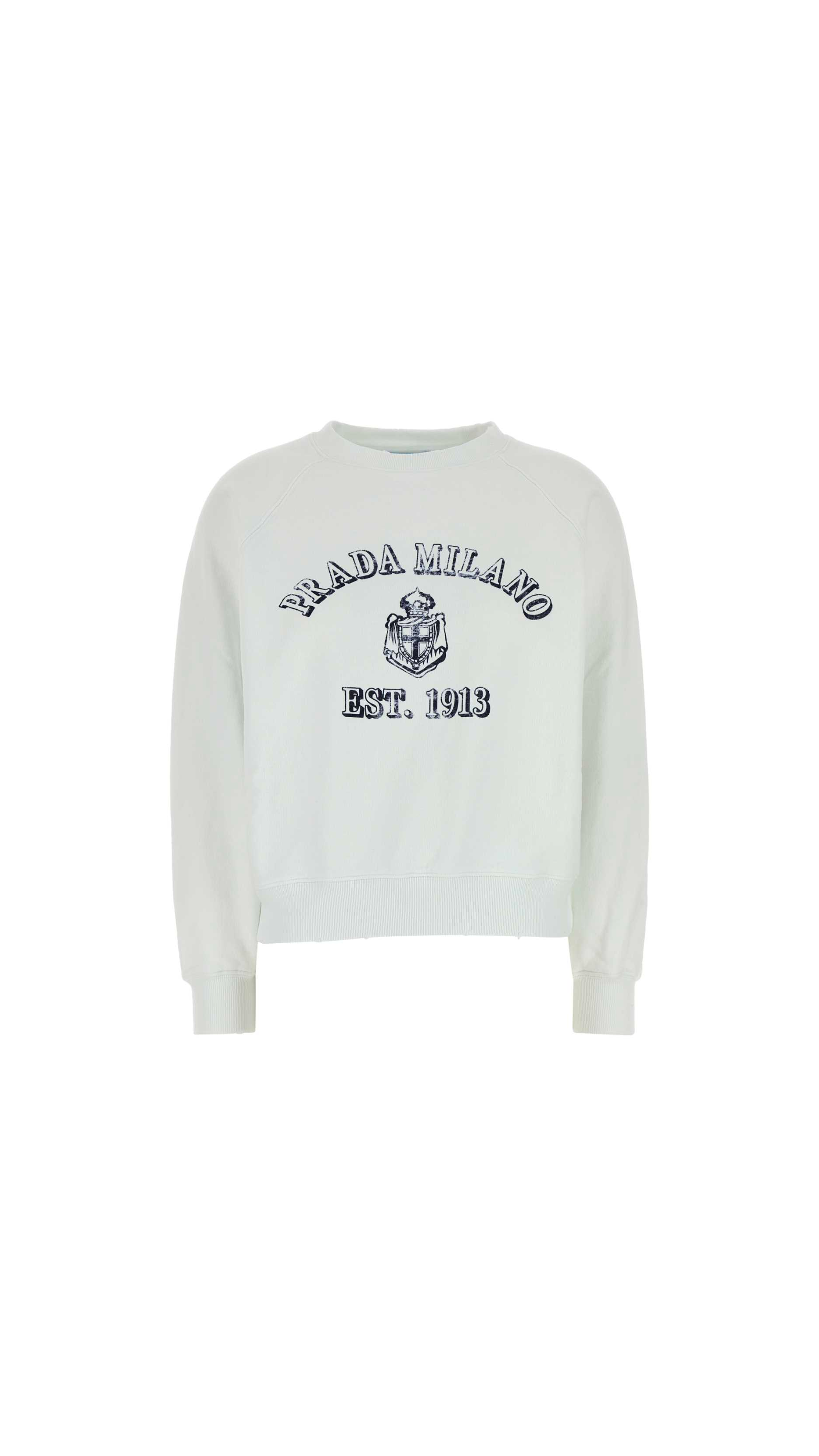 Cotton Crew-neck Sweatshirt - White