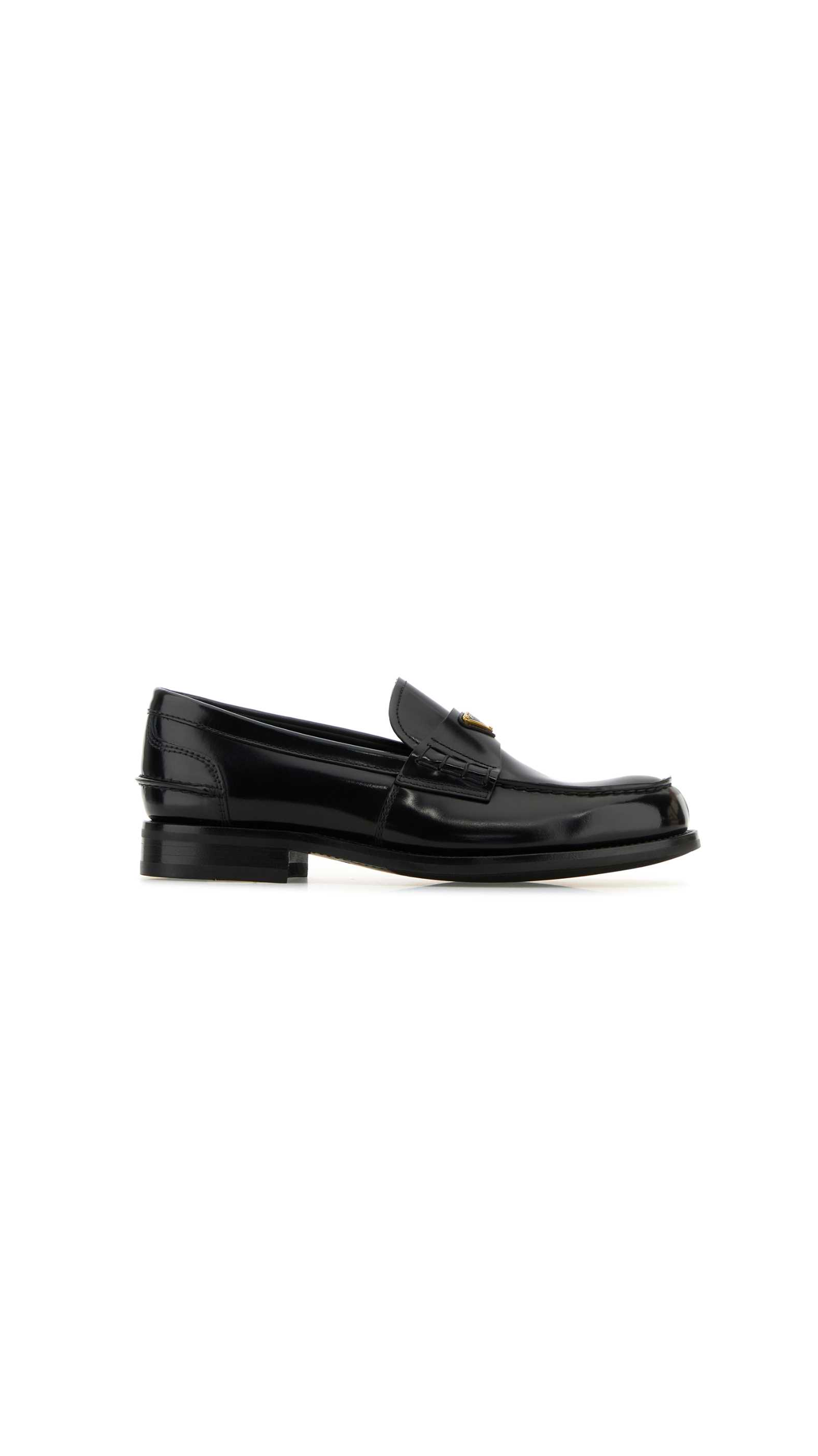 Brushed Leather Loafers - Black