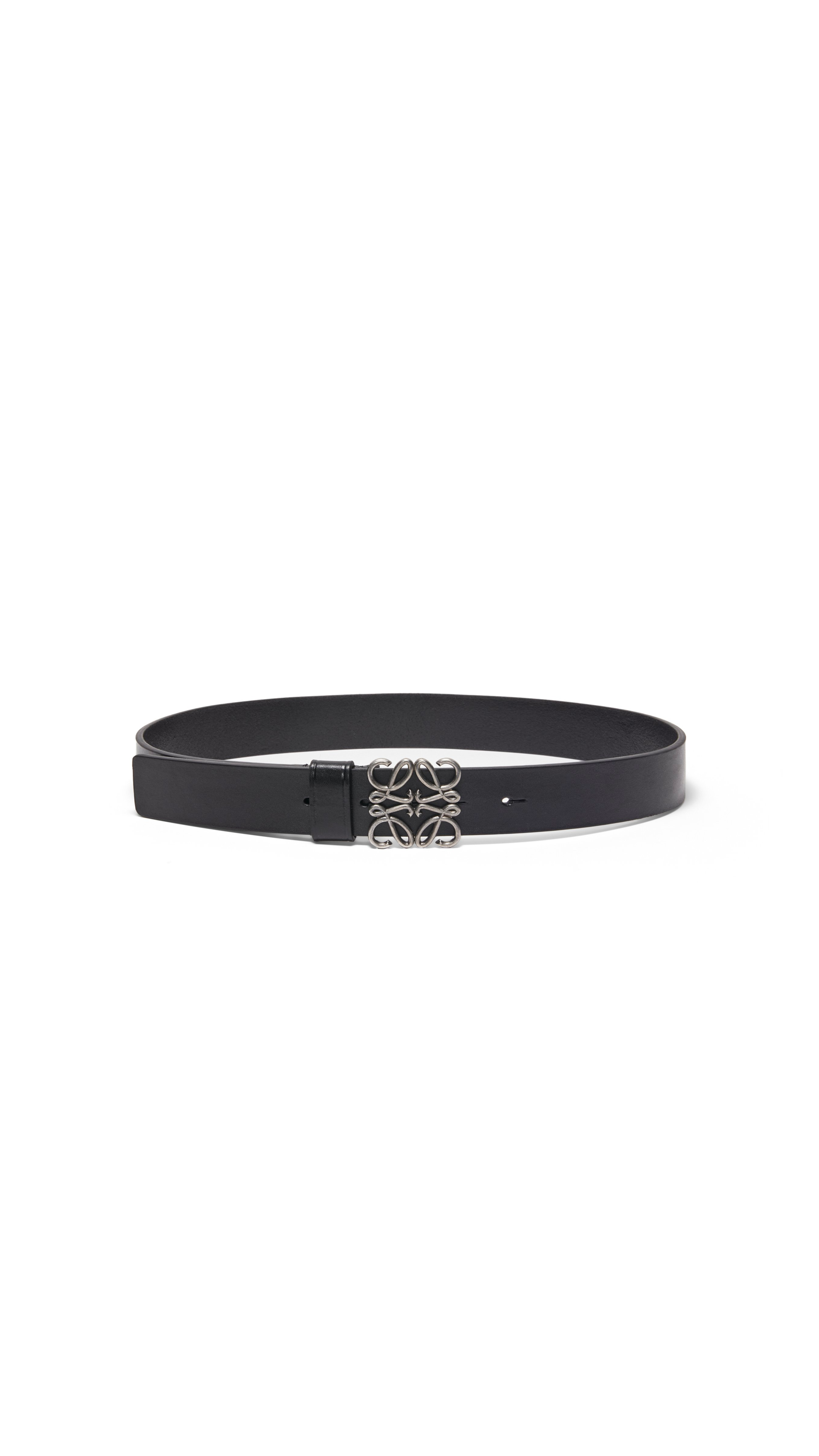 Chunky Anagram Belt In Calfskin - Black/Vintage Palladium