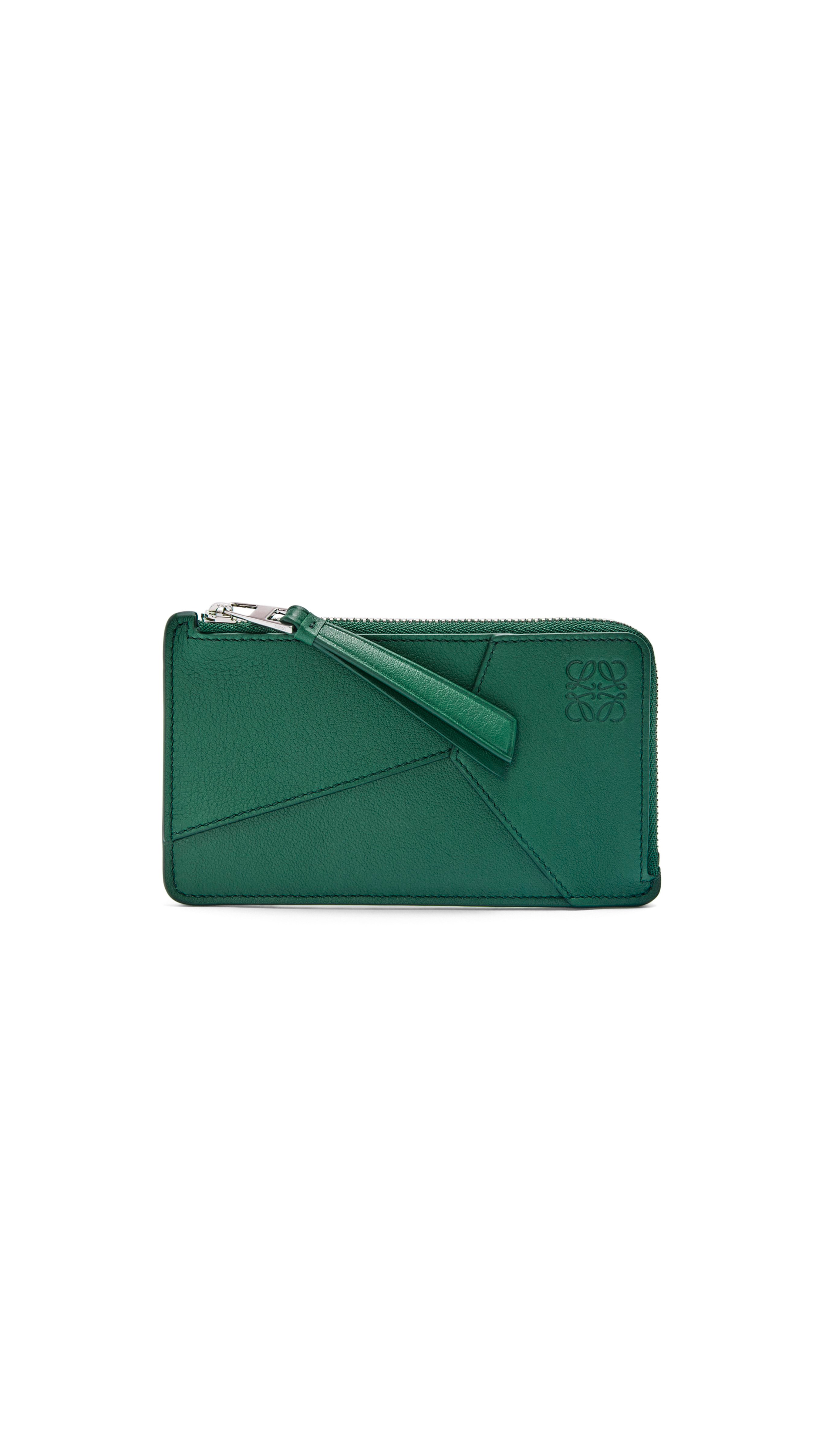 Puzzle Long Coin Cardholder In Classic Calfskin - Evergreen