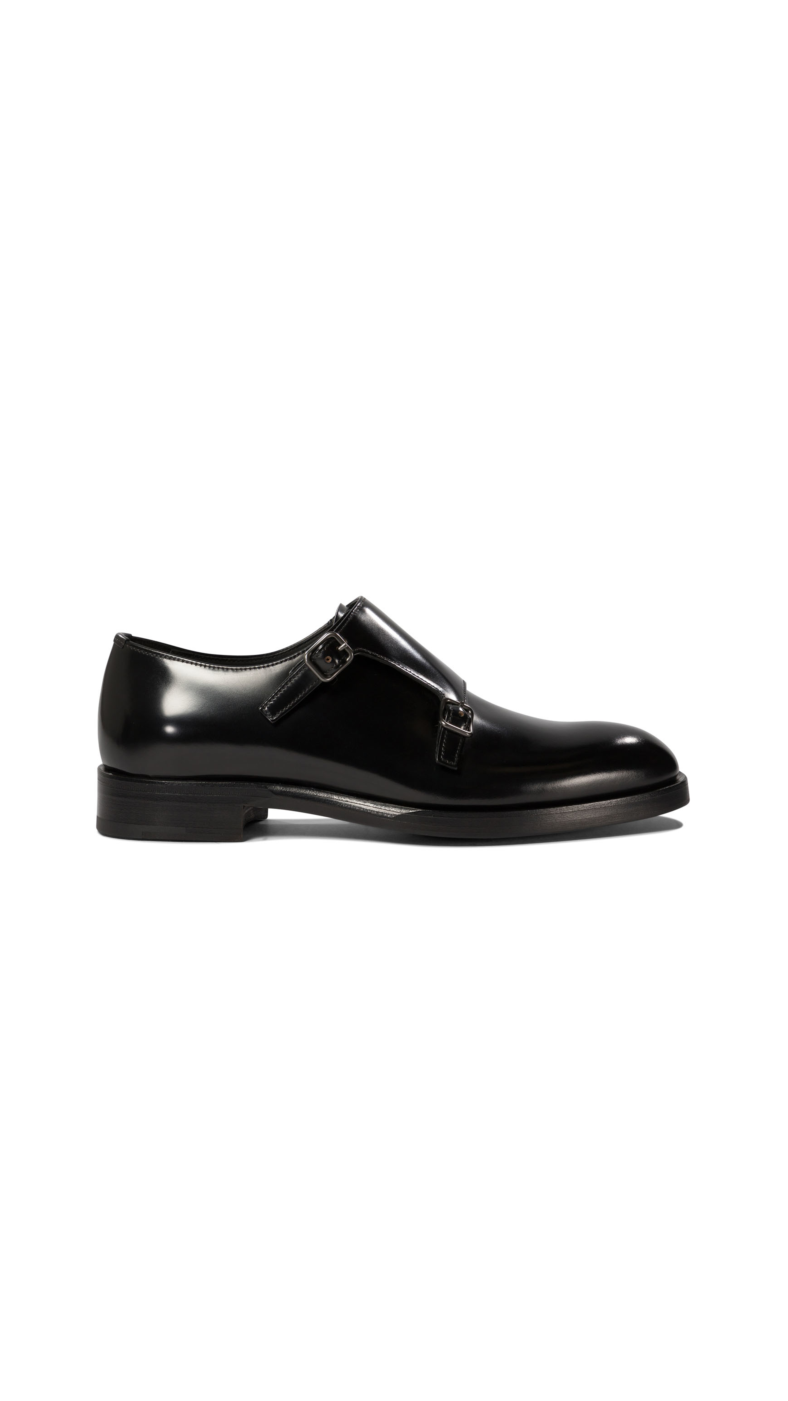 Monk Shoes In Brushed Leather - Black