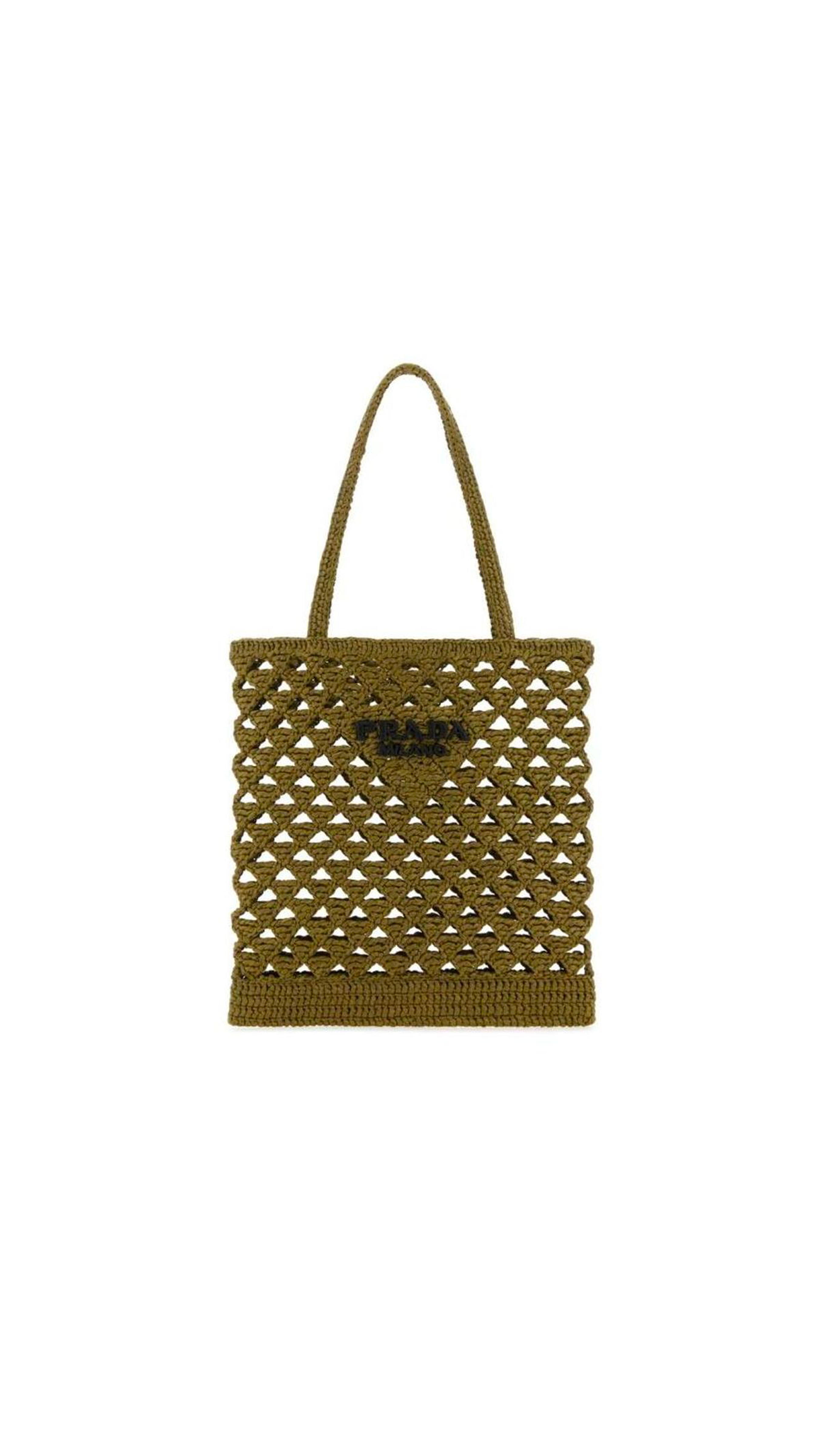 Crochet Symbole Tote Bag - Olive Green