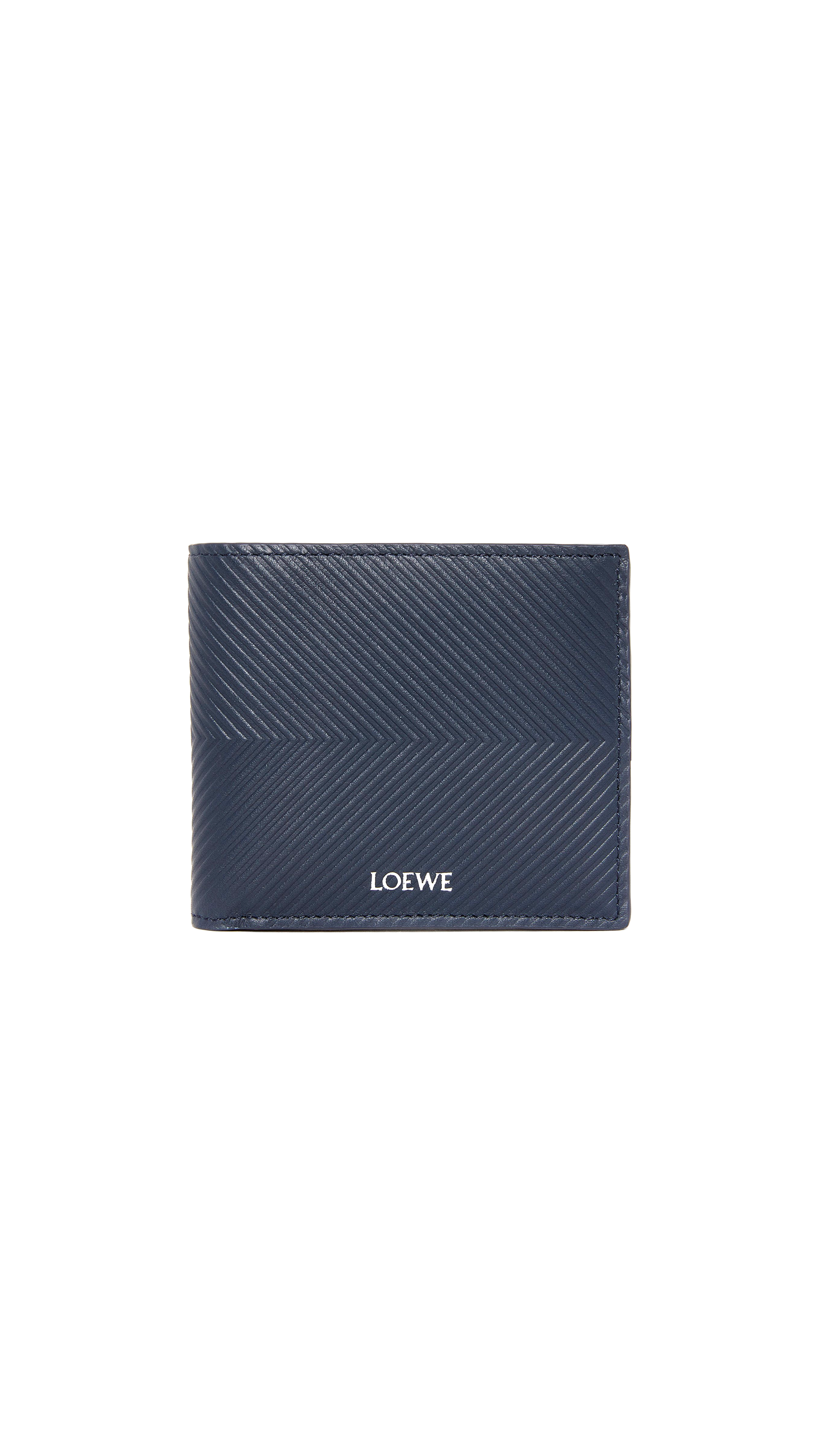 Bifold Wallet In Textured Classic Calfskin - Deep Navy