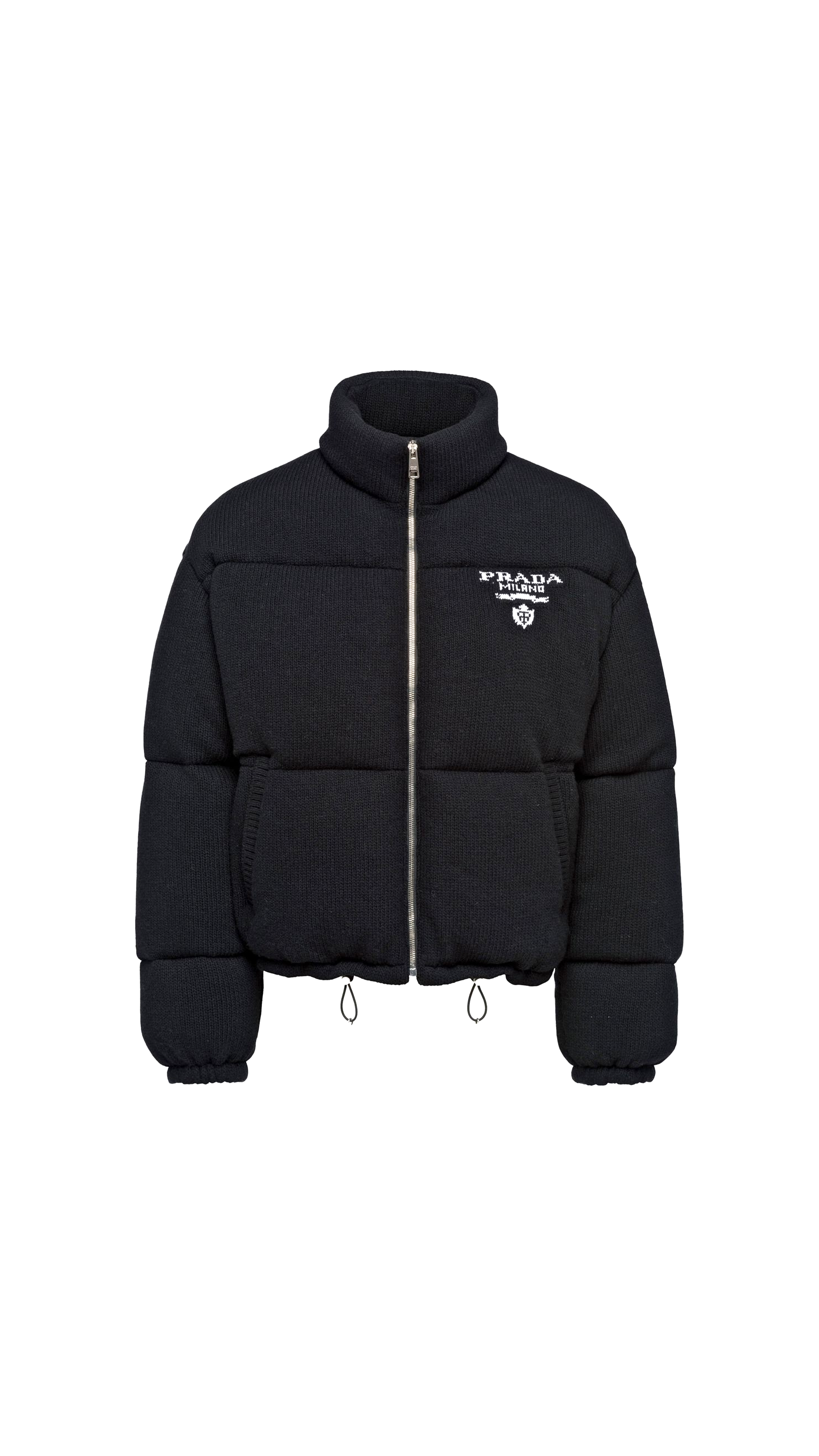 Intarsia-knit Zipped Padded Jacket - Black