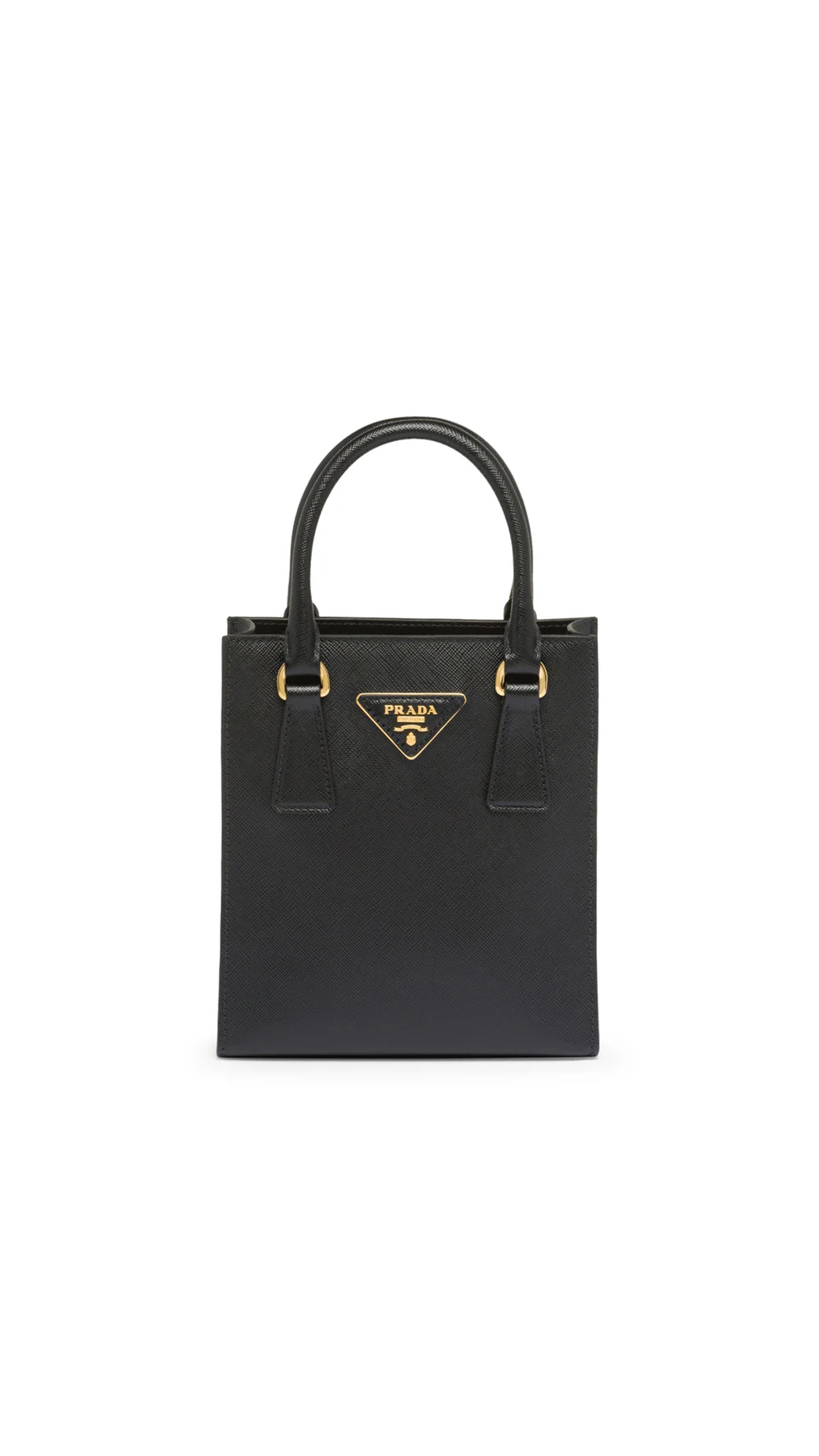 Saffiano-Leather Handbag - Black