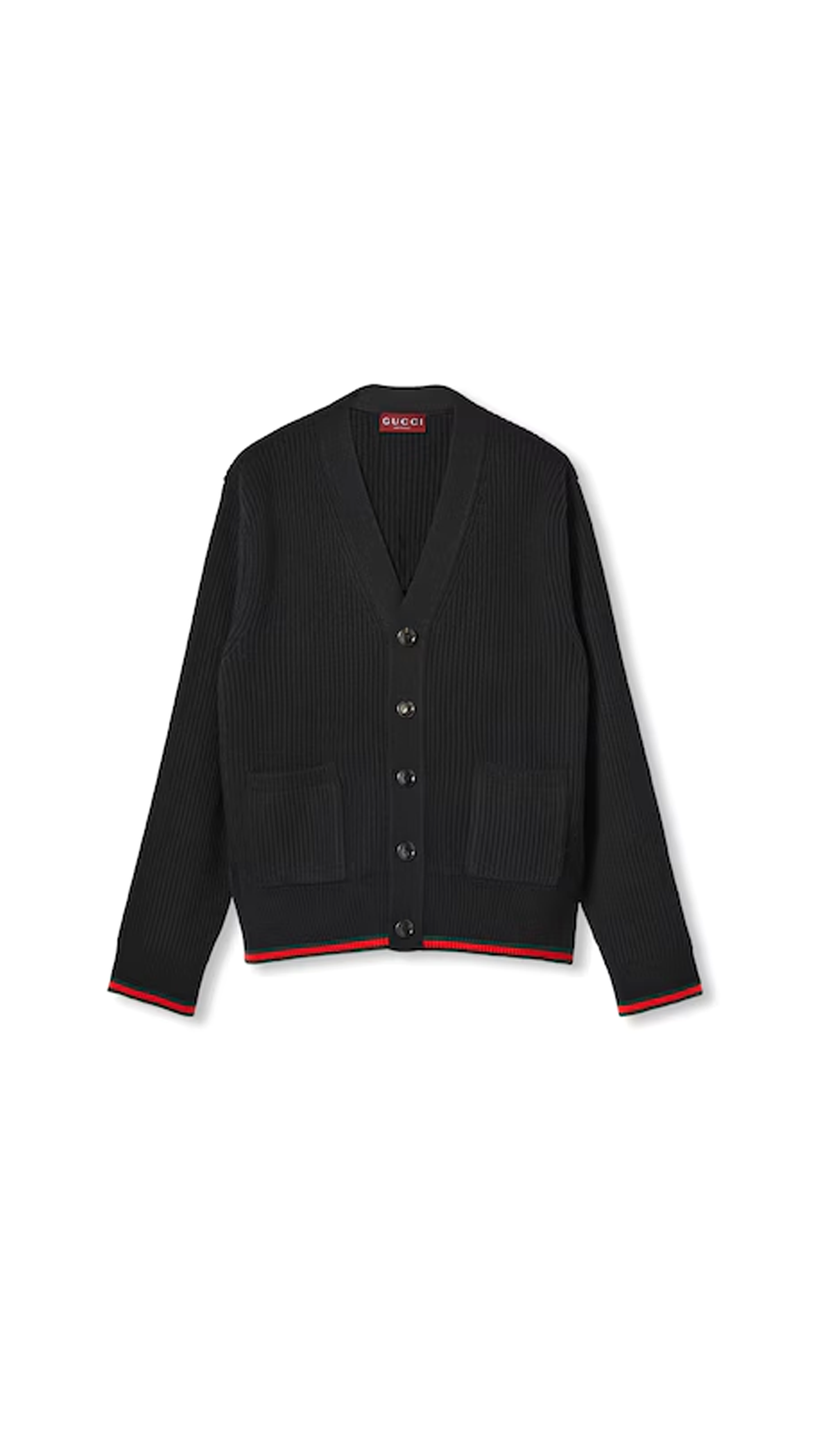 Wool Cashmere Web Cardigan - Black