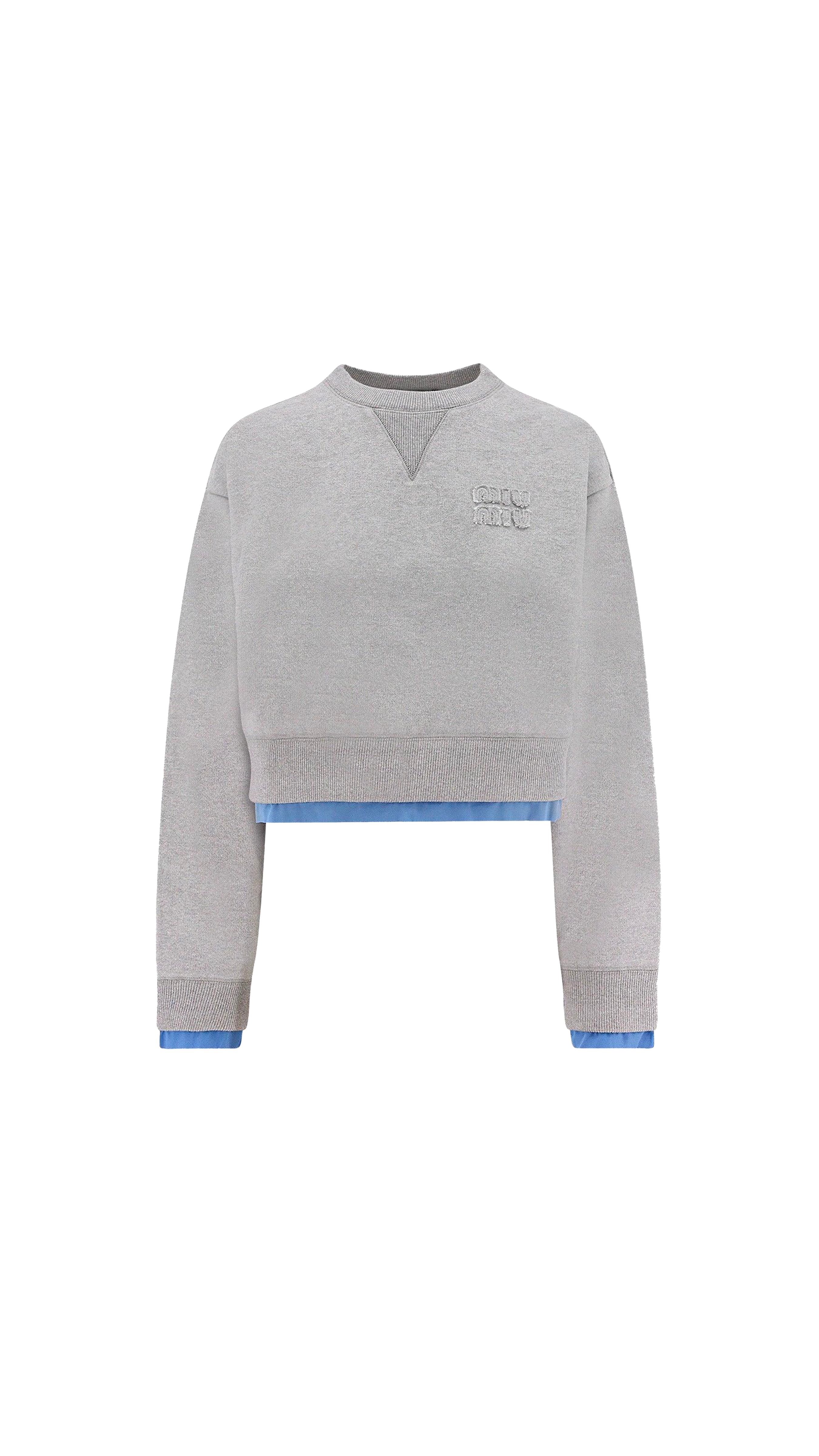 Cotton Fleece and Poplin Sweatshirt - Grey