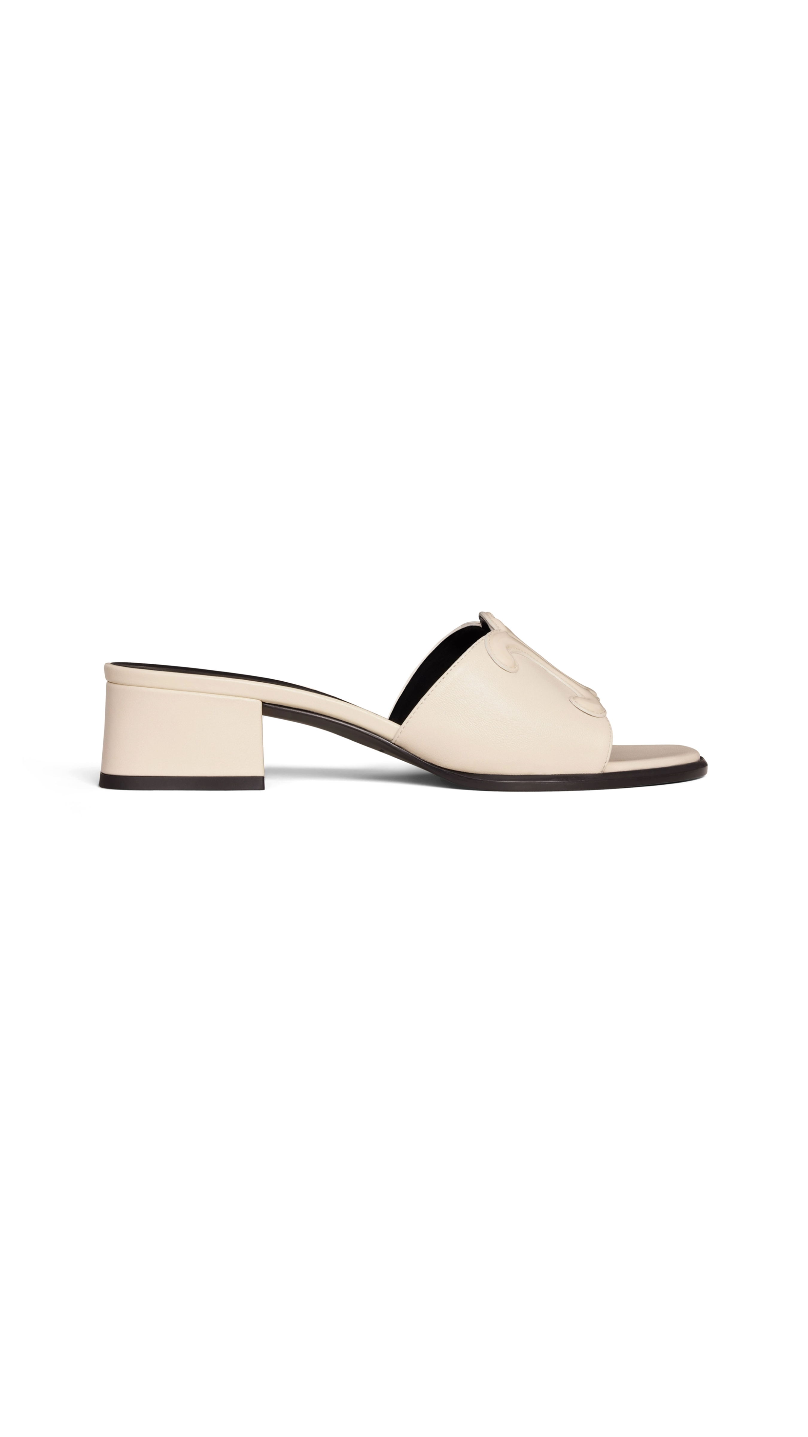 Clémence Mule in Lambskin and Patent Calfskin - Milk