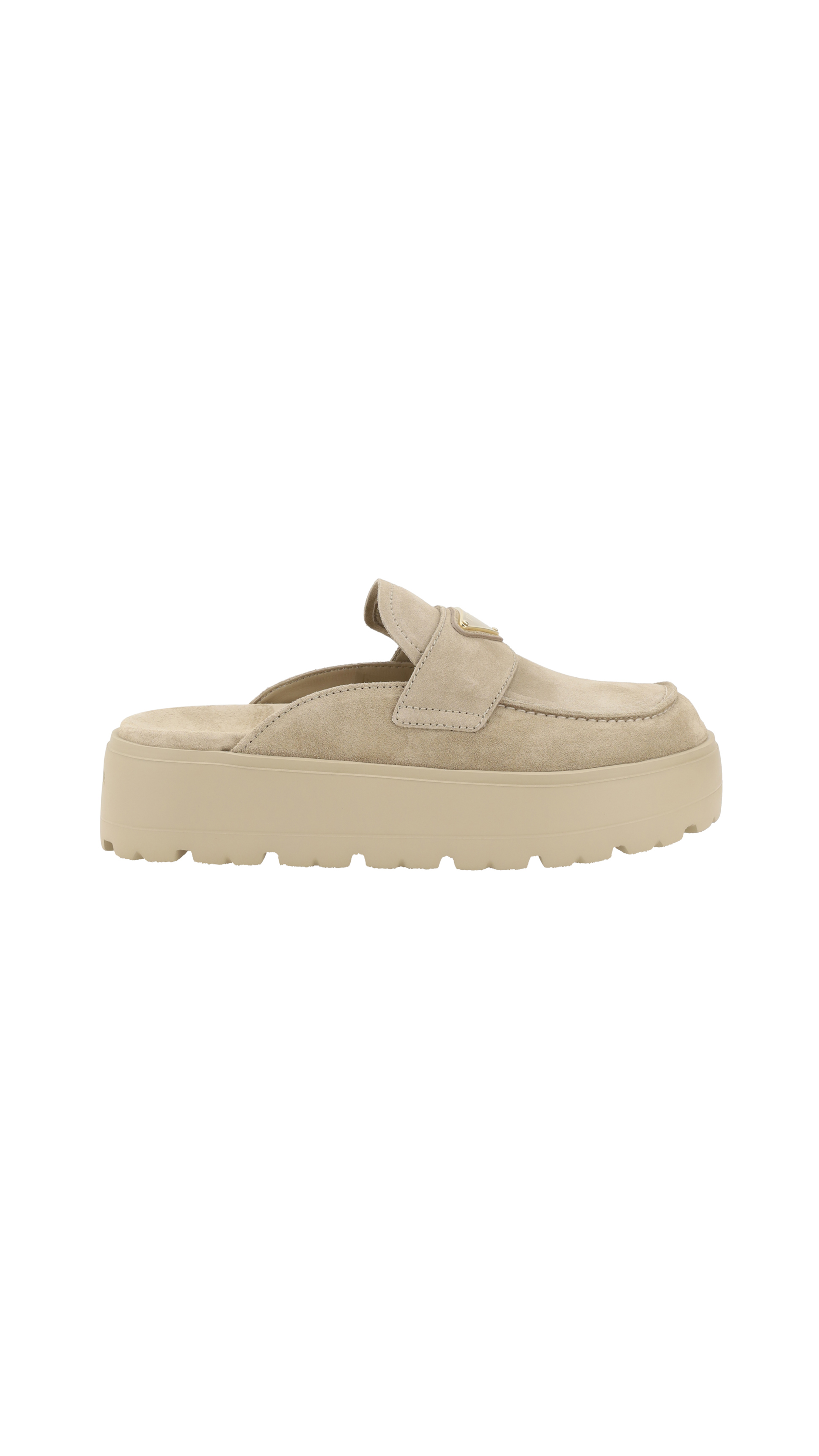 Flatform Suede Sabot - Ecru