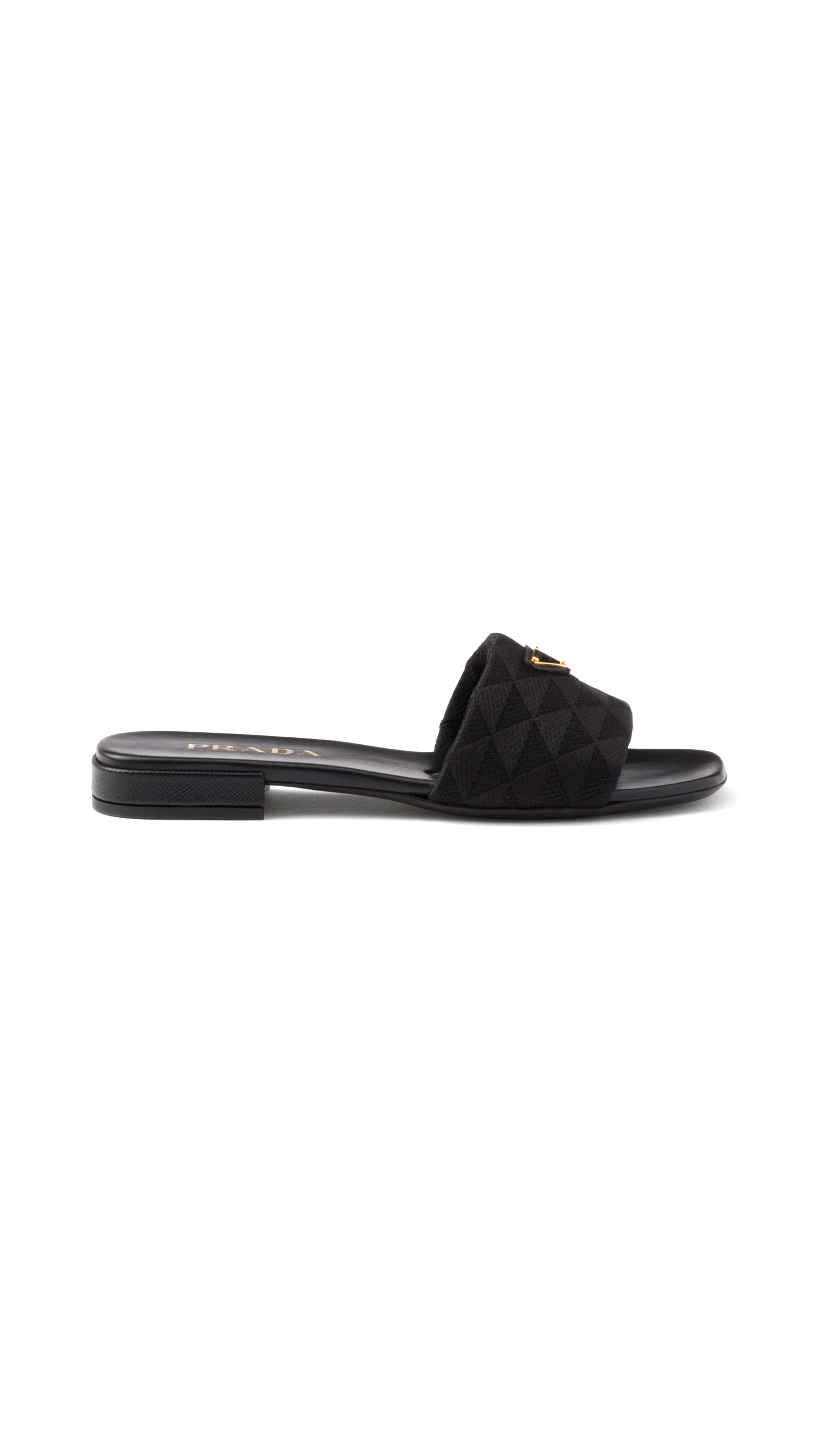 Embroidered Fabric Slides - Black