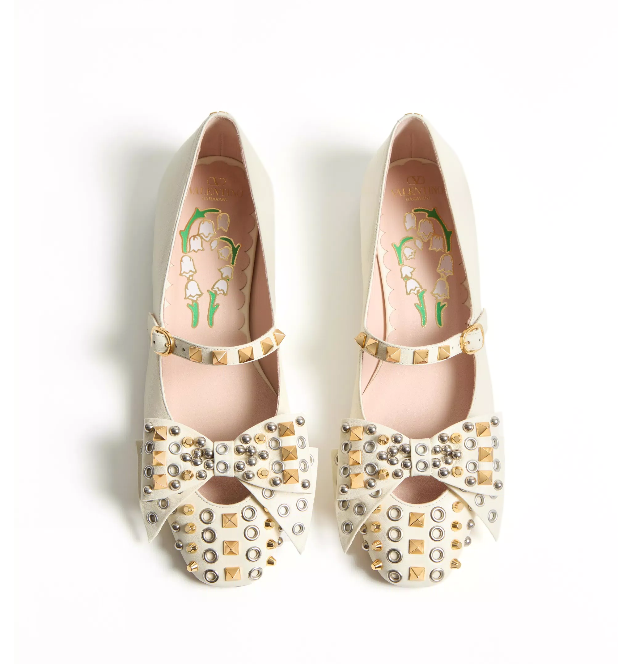 Mary-Jane Bowow Ballerina In Kidskin With Studs
