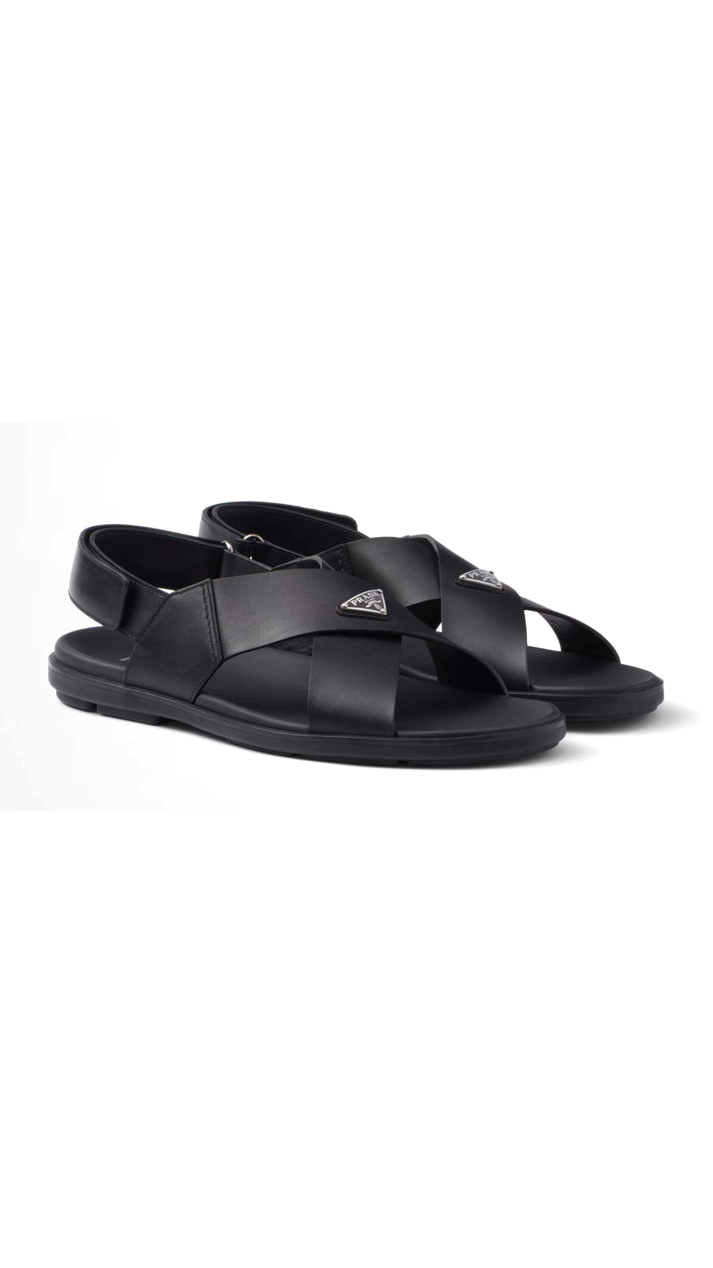 Crisscross Leather Sandals - Black