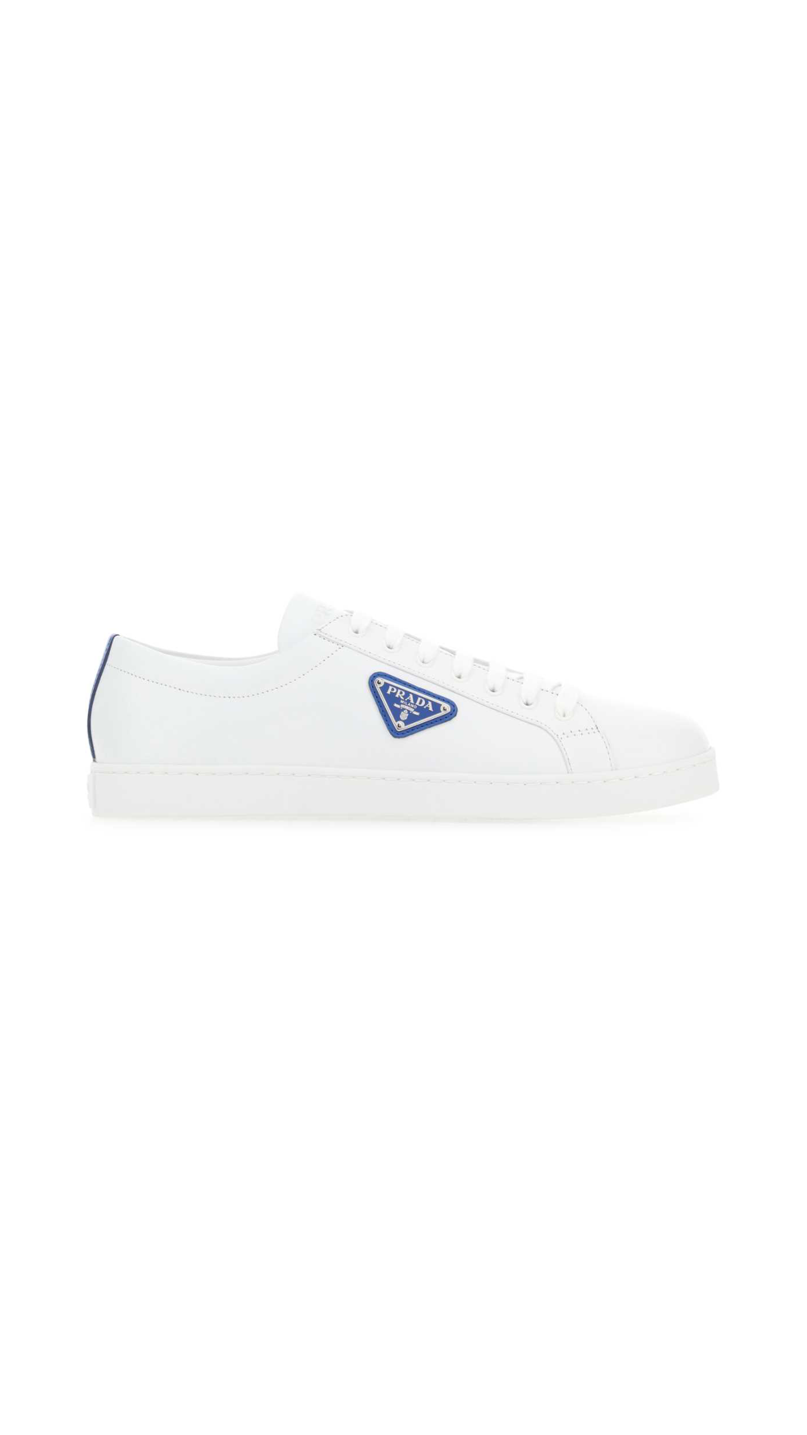 Brushed Leather Sneakers - White/Blue