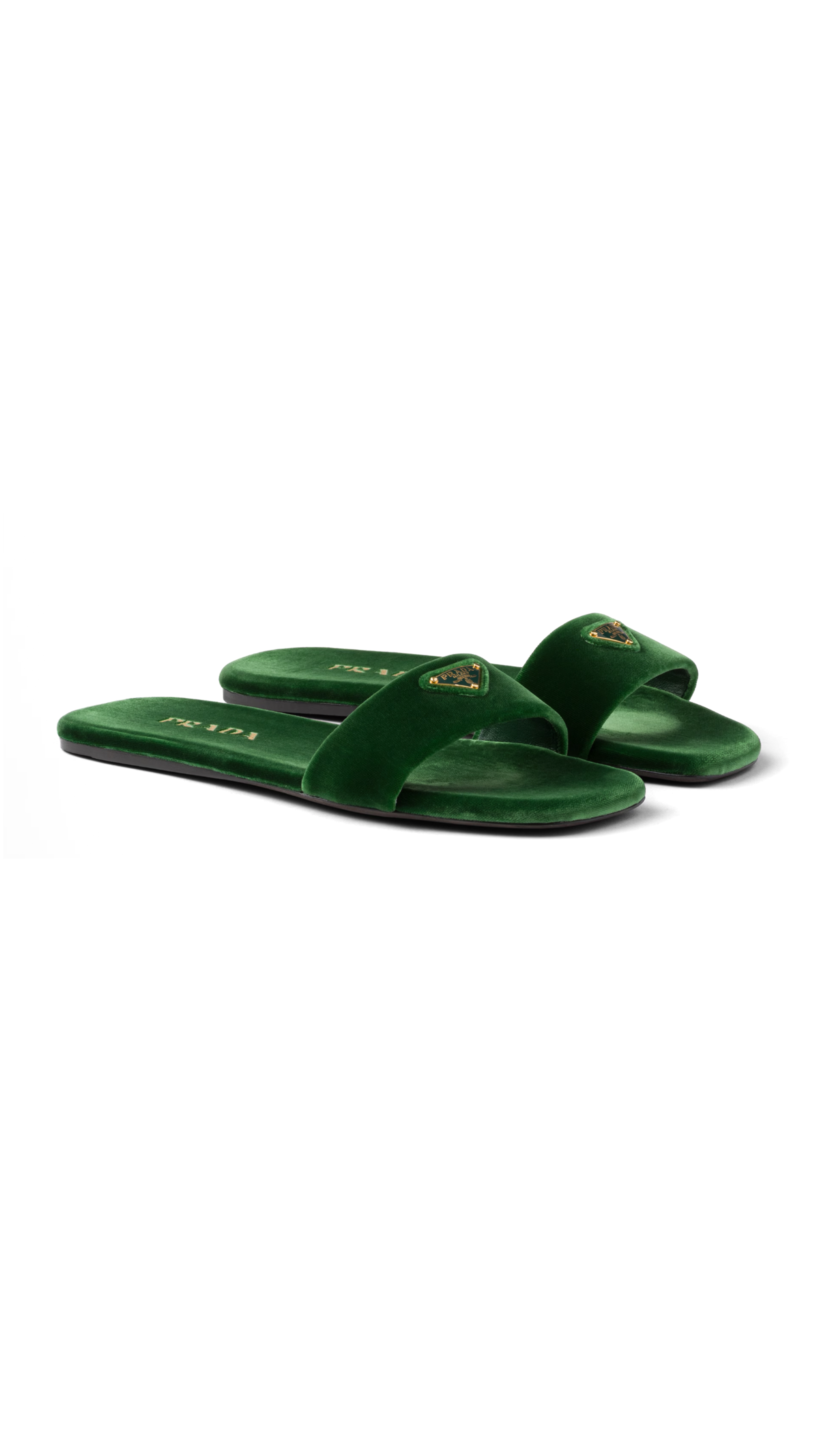 Velvet Slide Slippers - Laurel Green