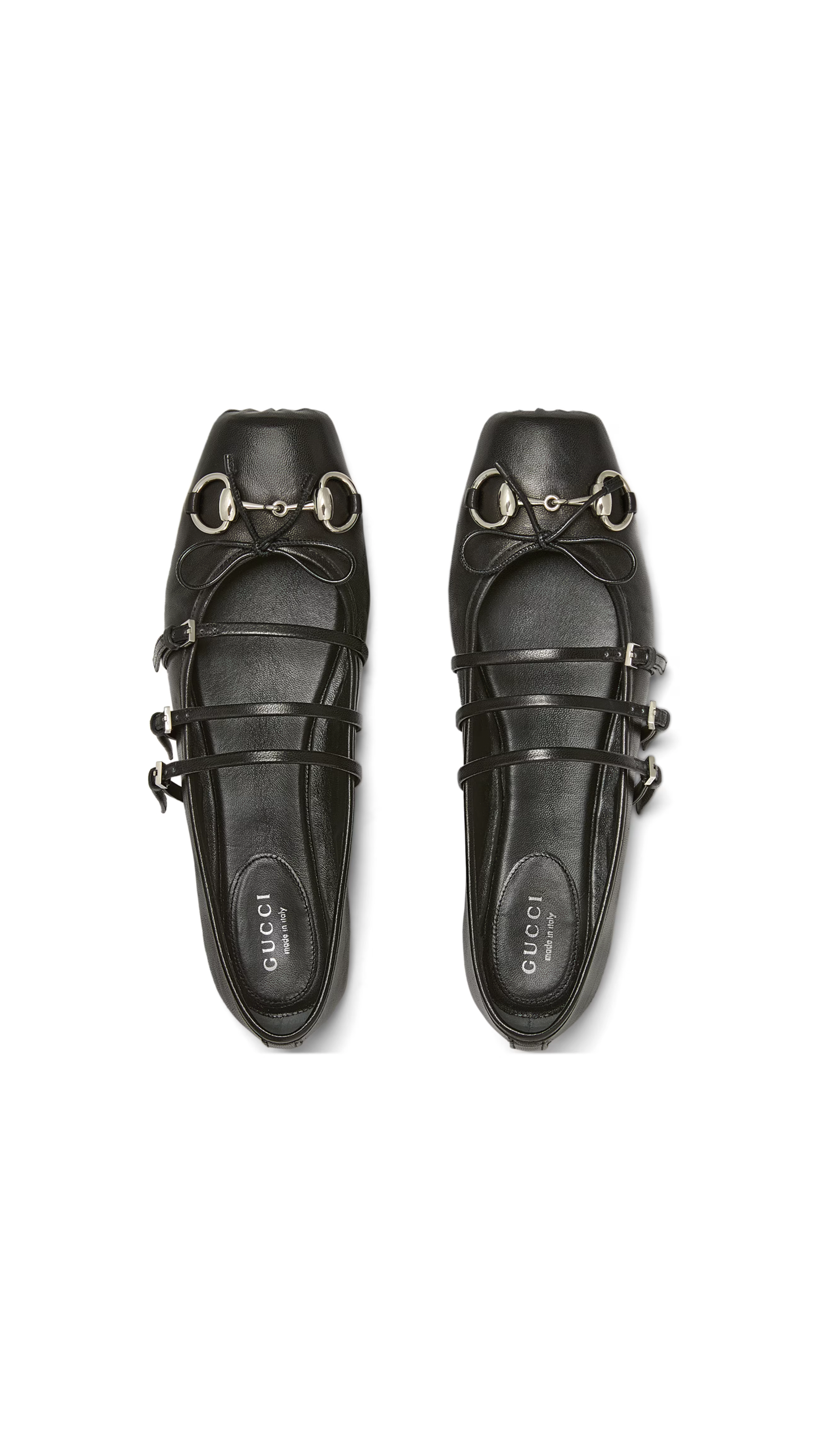 Horsebit Leather Ballet Flats - Black