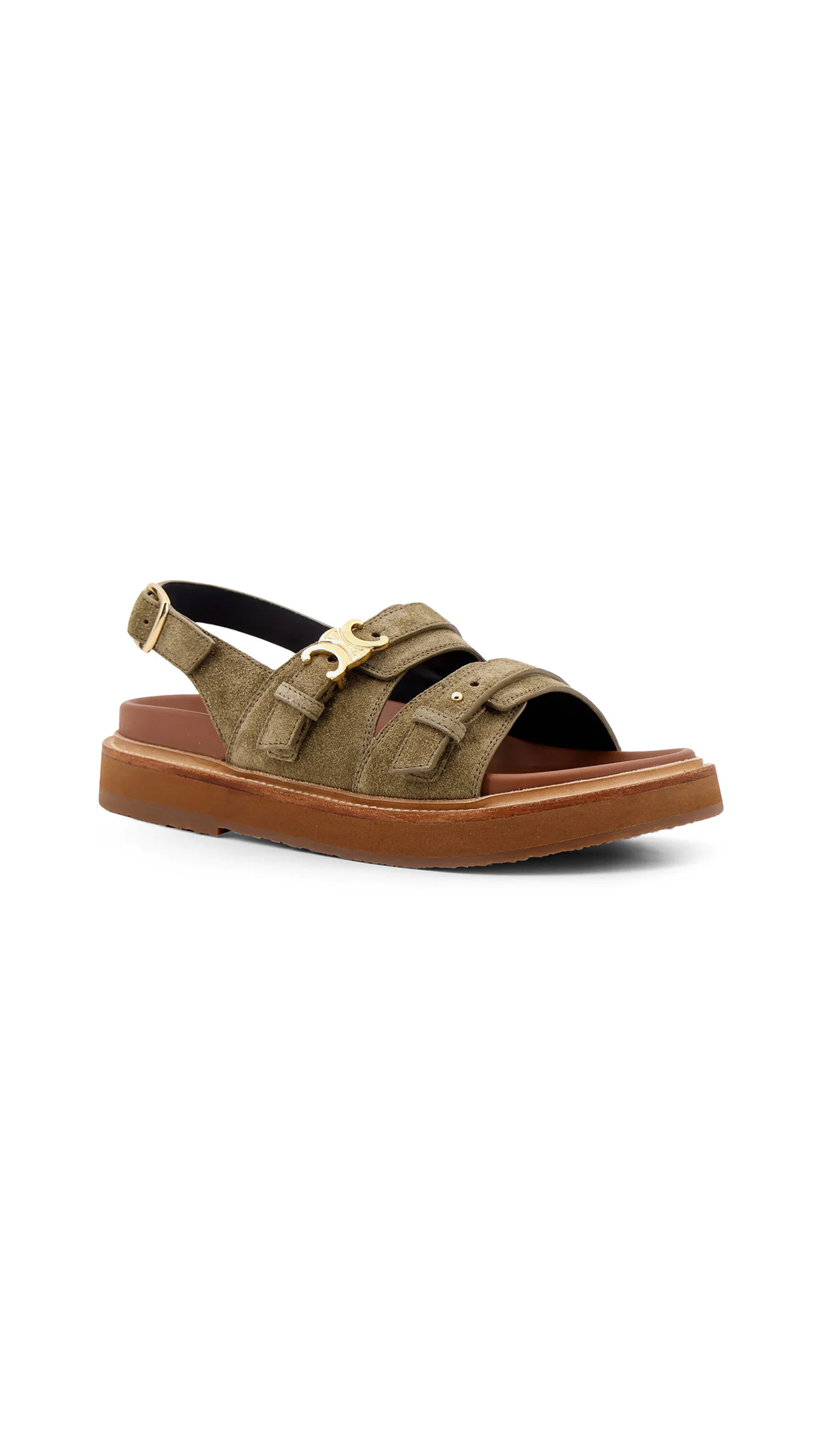 Tippi Triomphe Sandal in Suede Calfskin - Khaki